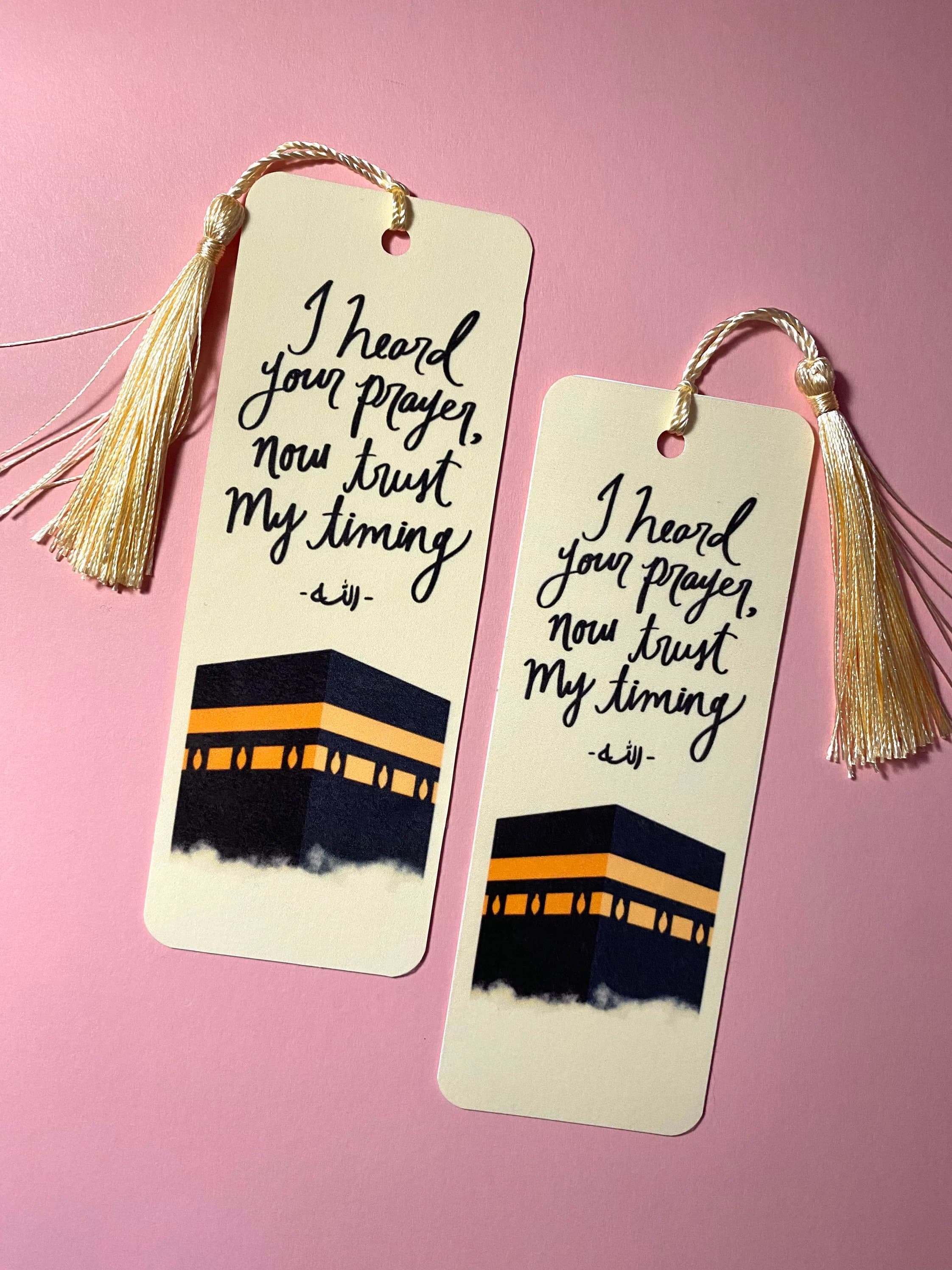 Waterproof Islamic Bookmark | Kaaba Illustration, Yellow Tassel - image 4