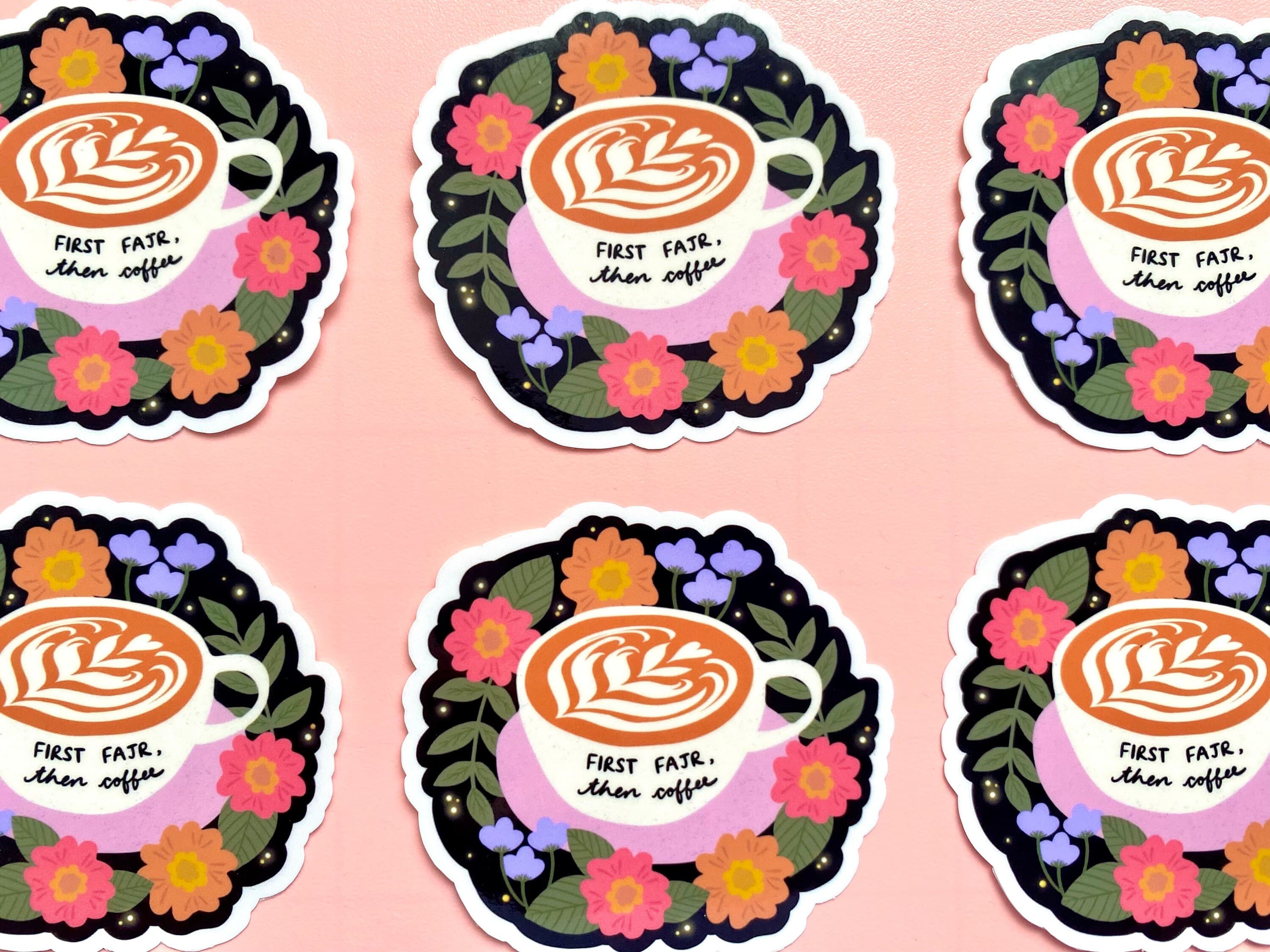 Floral Latte Vinyl Sticker | First Fajr, Then Coffee - image 3