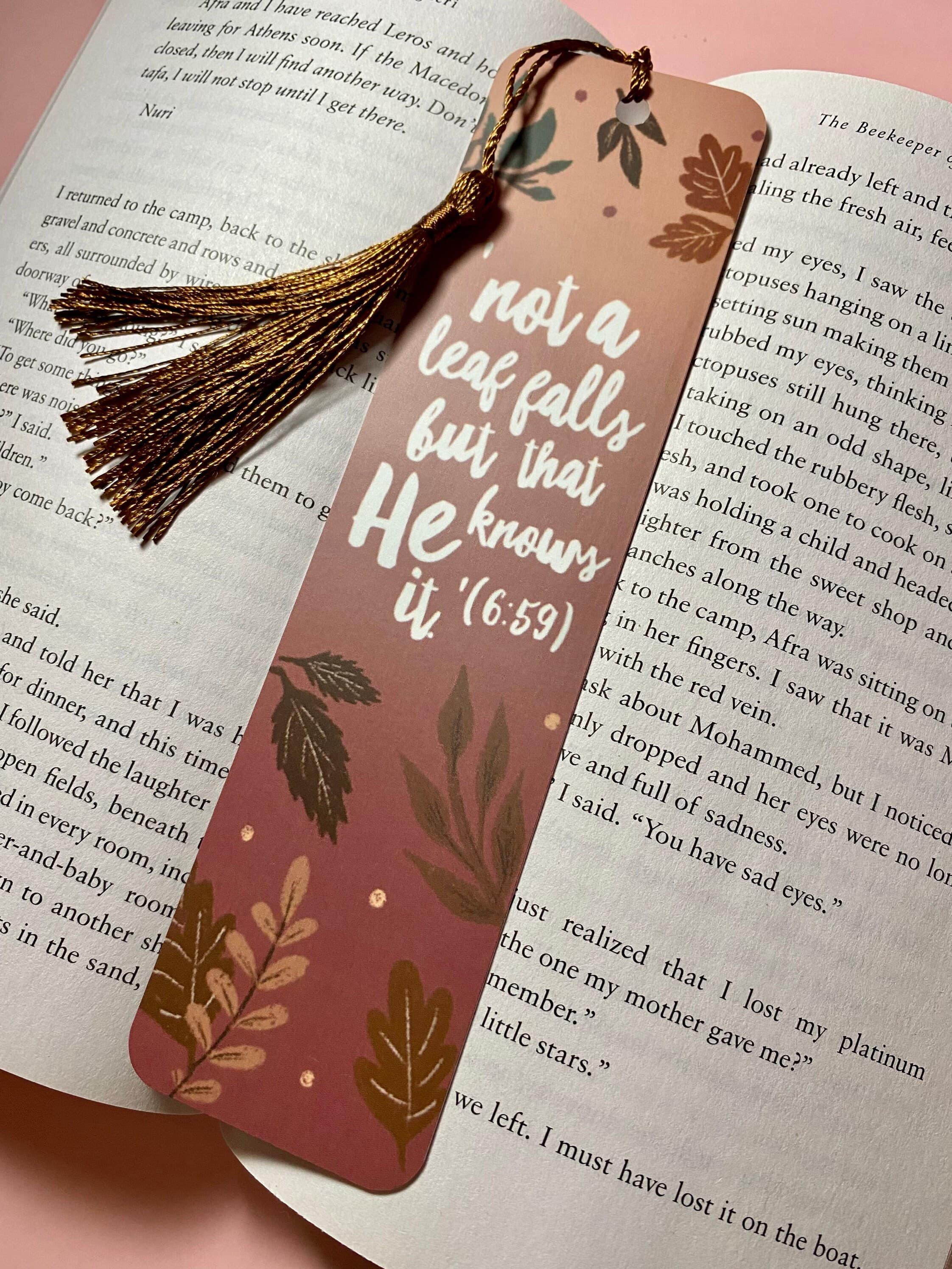 Fall Leaves Bookmark with Brown Tassel | Islamic Gift - image 3