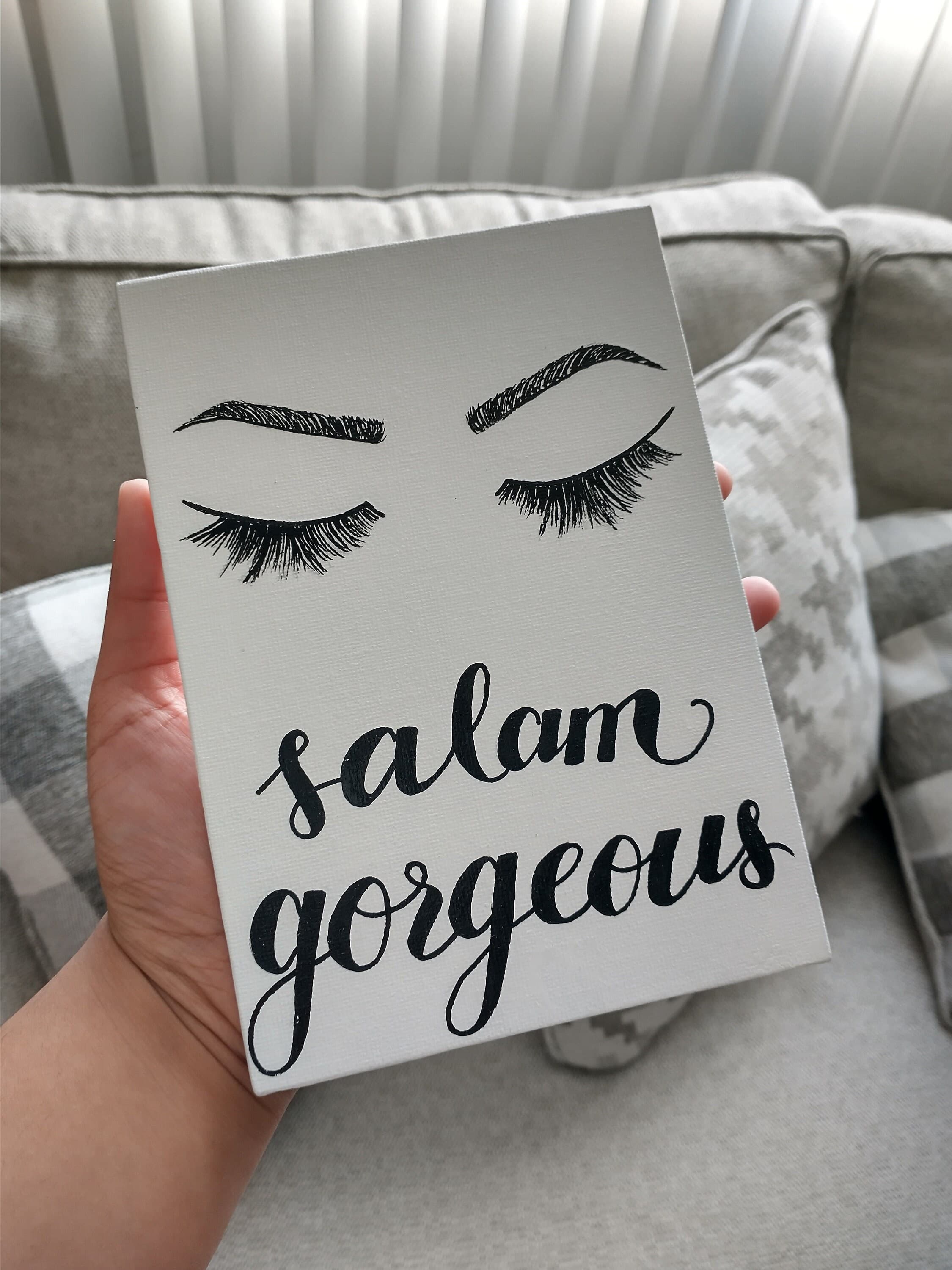 Salam Gorgeous Art | Acrylic Painting, Hijabi Eyebrow Art (5x7 Inch) - image 3