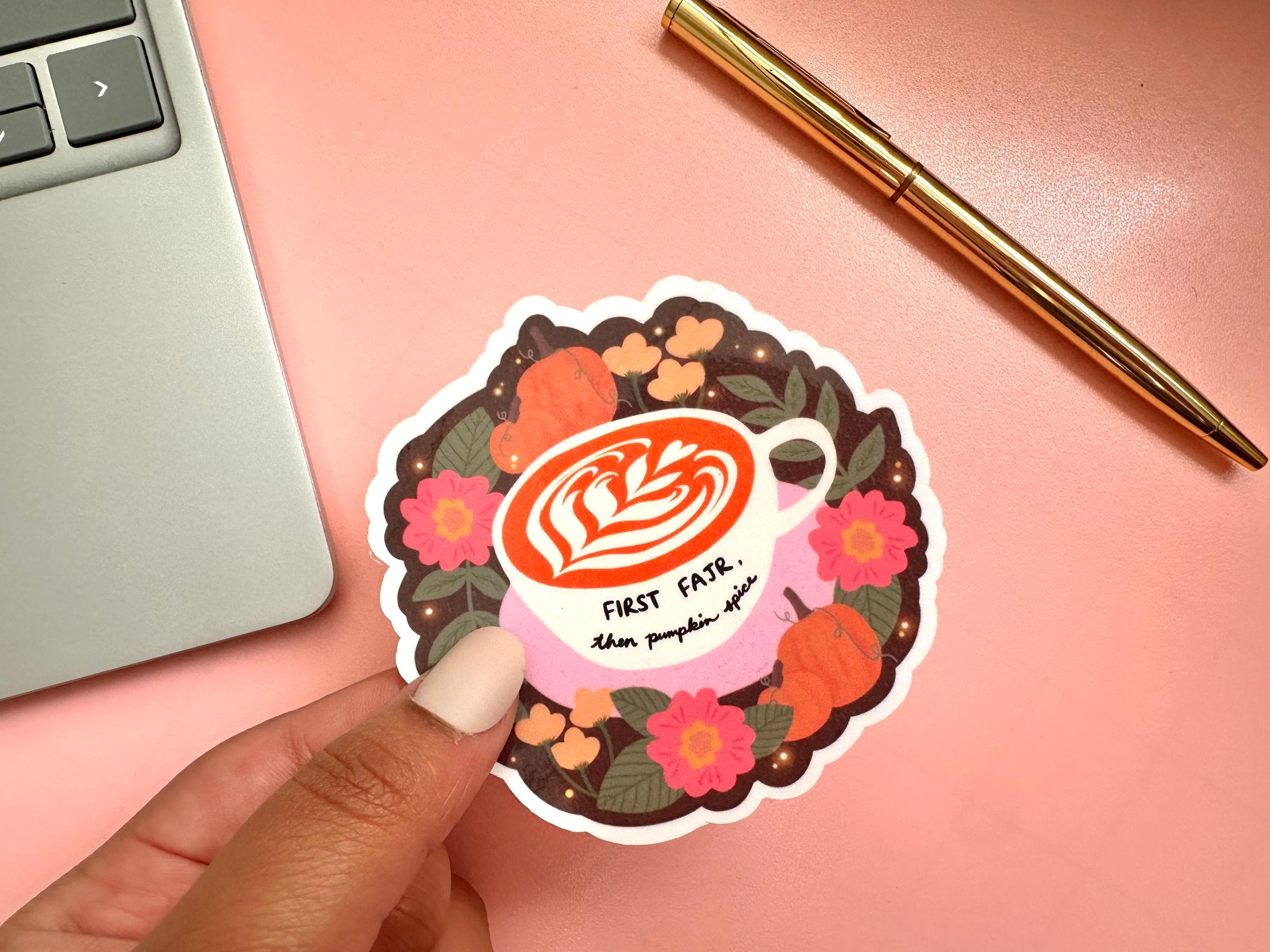 Pumpkin Spice Latte Sticker | Islamic Floral Art, Waterproof