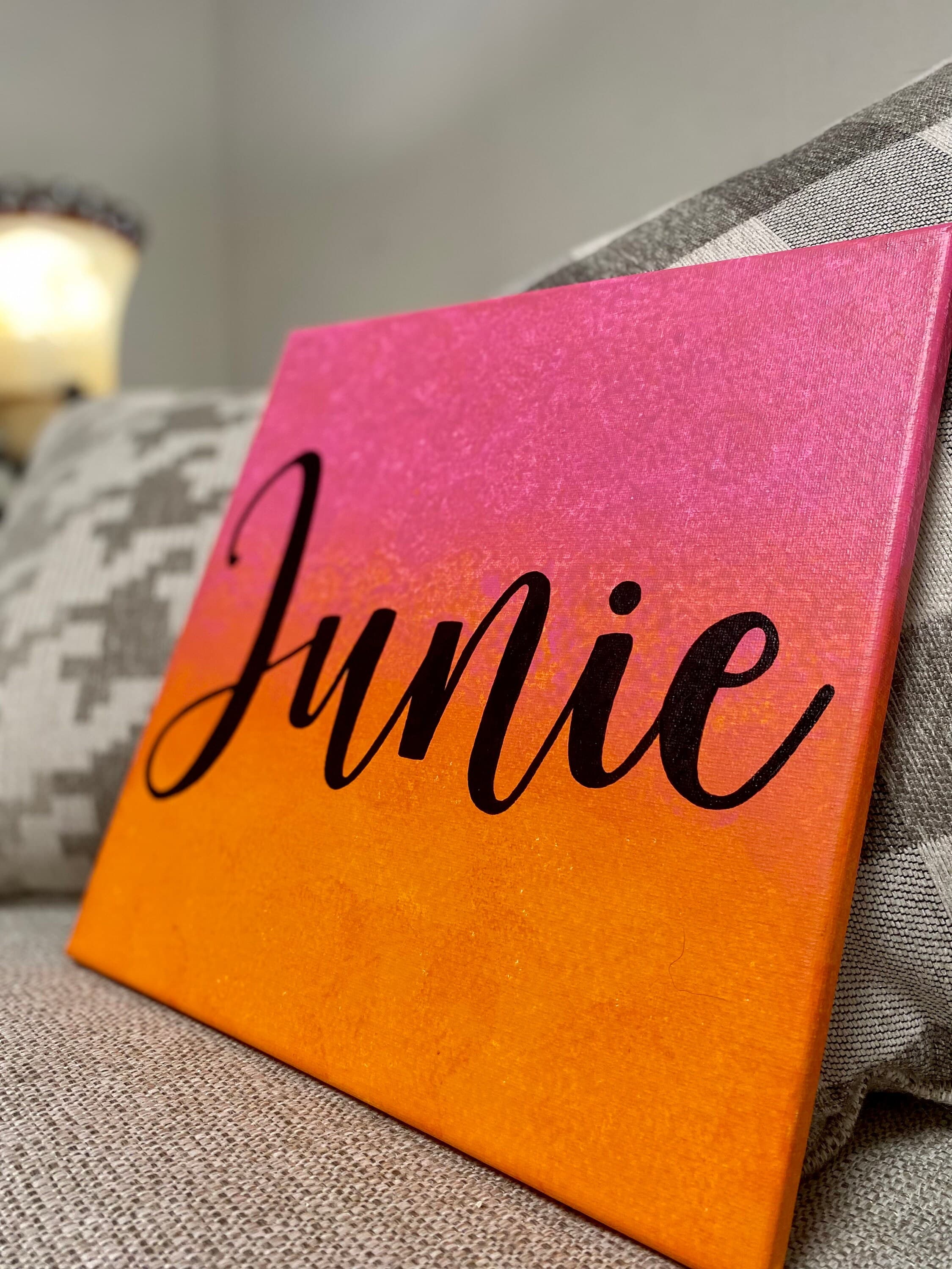 Custom Ombré Name Canvas | Sponge Art, Acrylic Painting - image 3