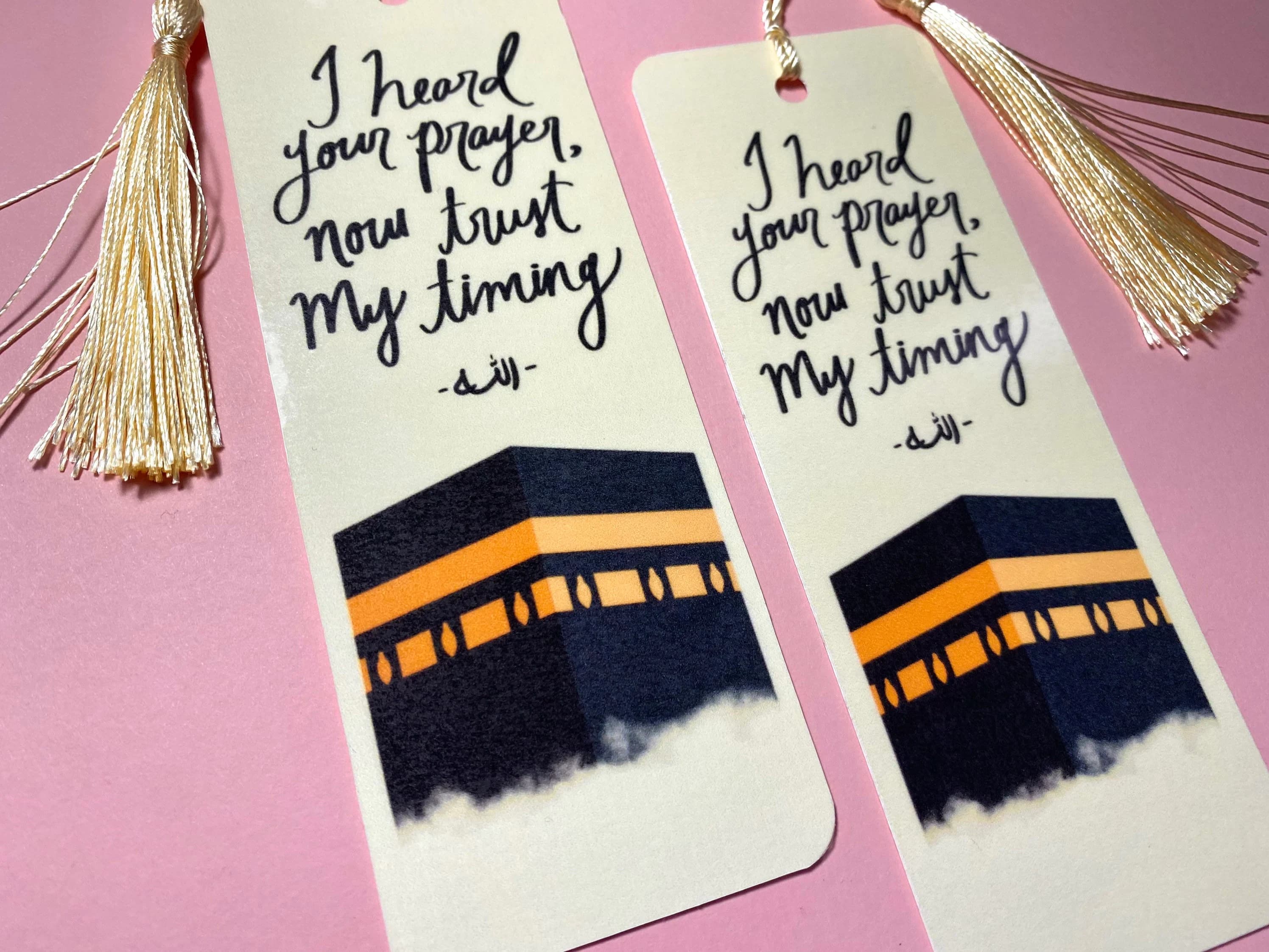 Waterproof Islamic Bookmark | Kaaba Illustration, Yellow Tassel - image 3