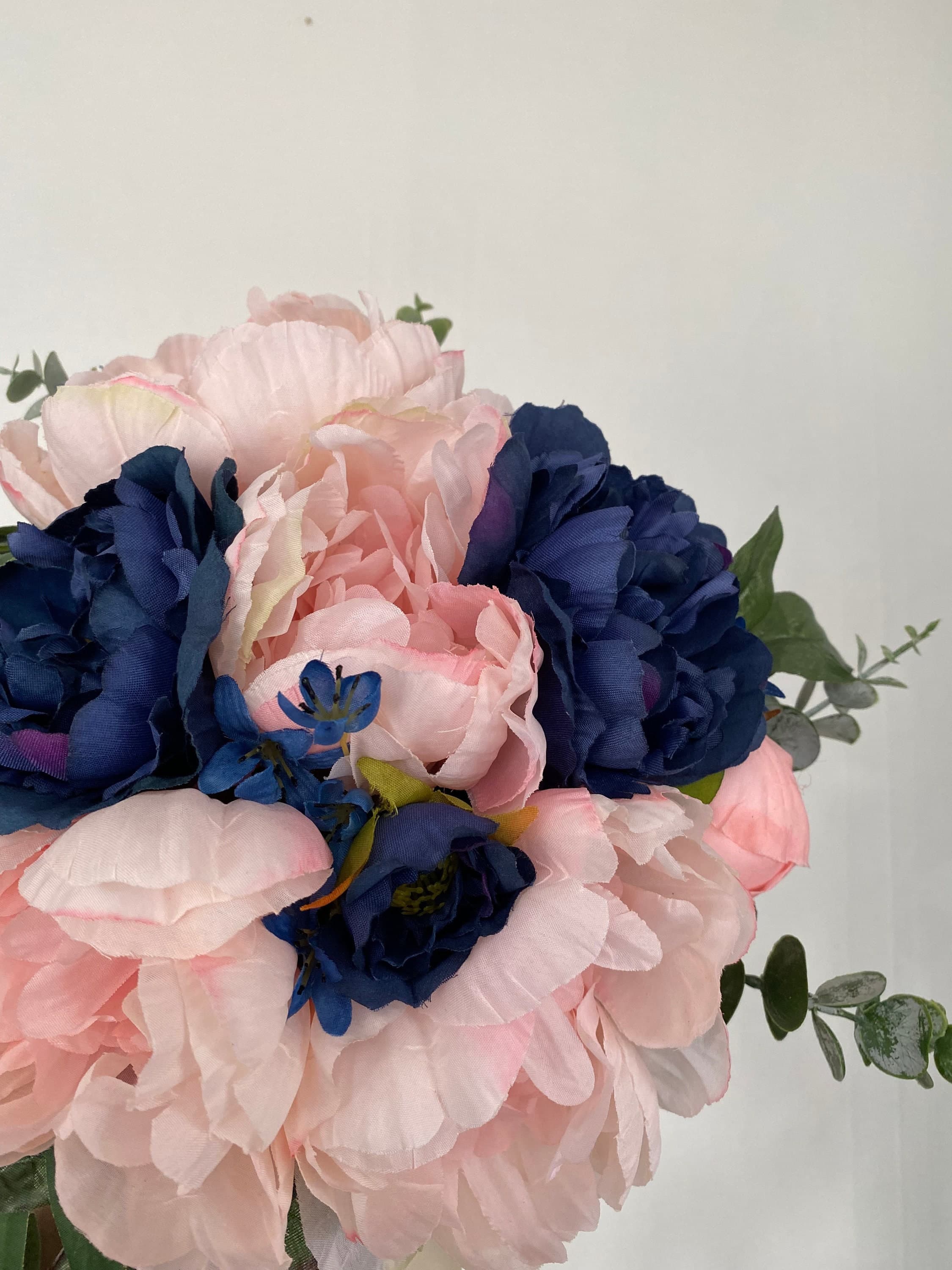 Blush Pink and Navy Silk Wedding Bouquet | Peony and Rose