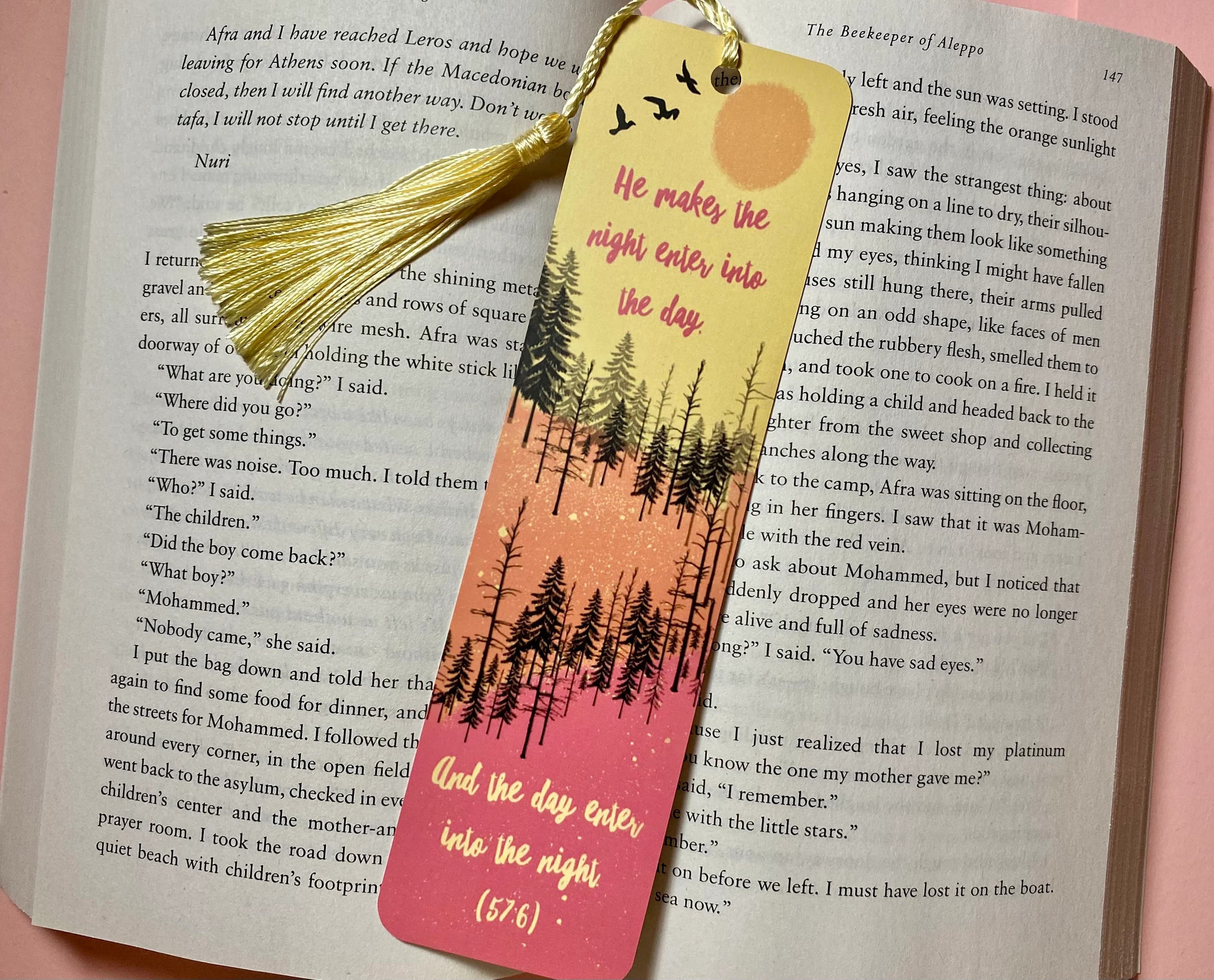 Yellow Tassel Bookmarks | Islamic Art, Book Lover Gift (2 Pack) - image 3