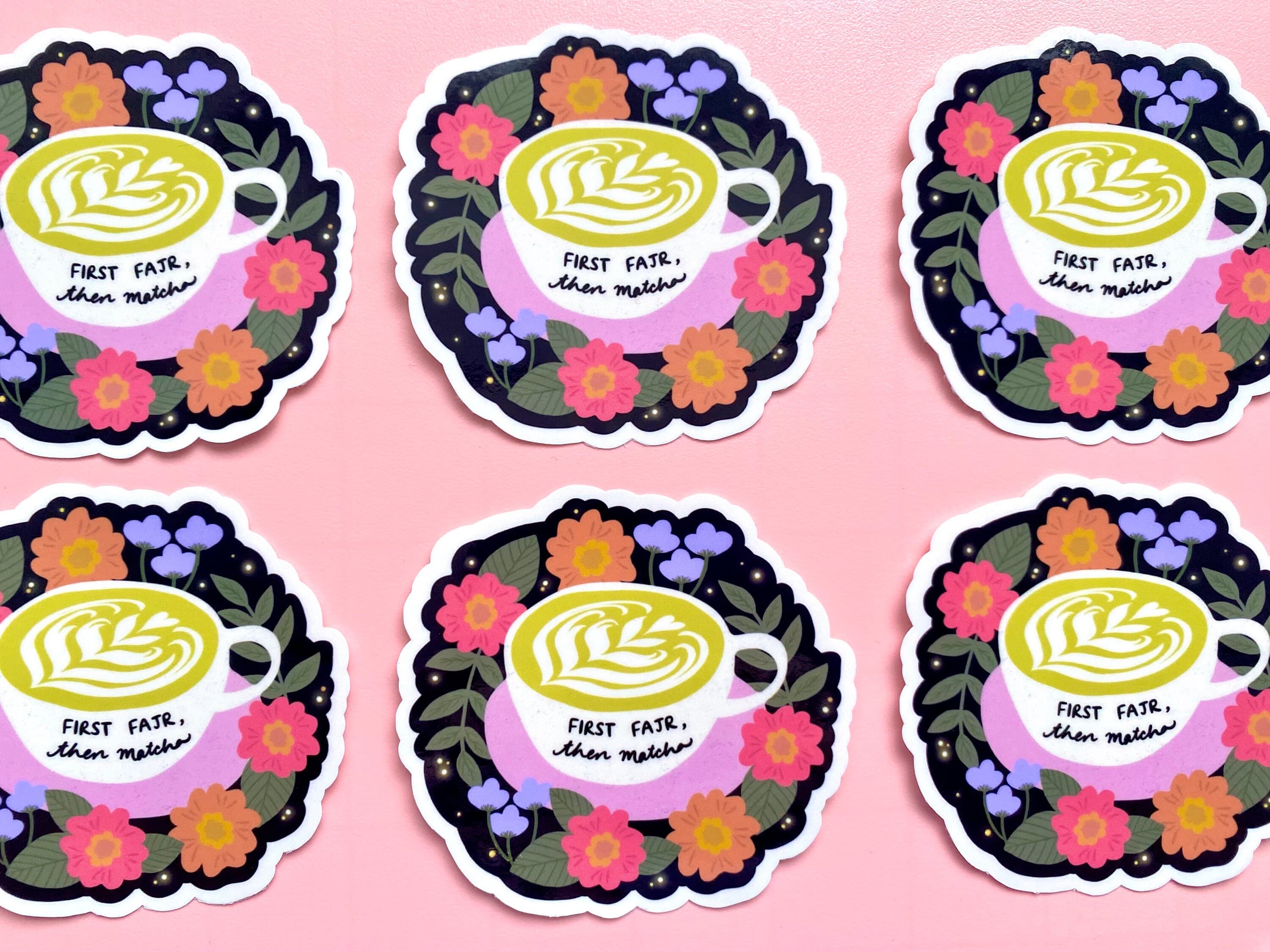 Glossy Matcha Latte Sticker | Islamic Floral Art (3 inch) - image 3