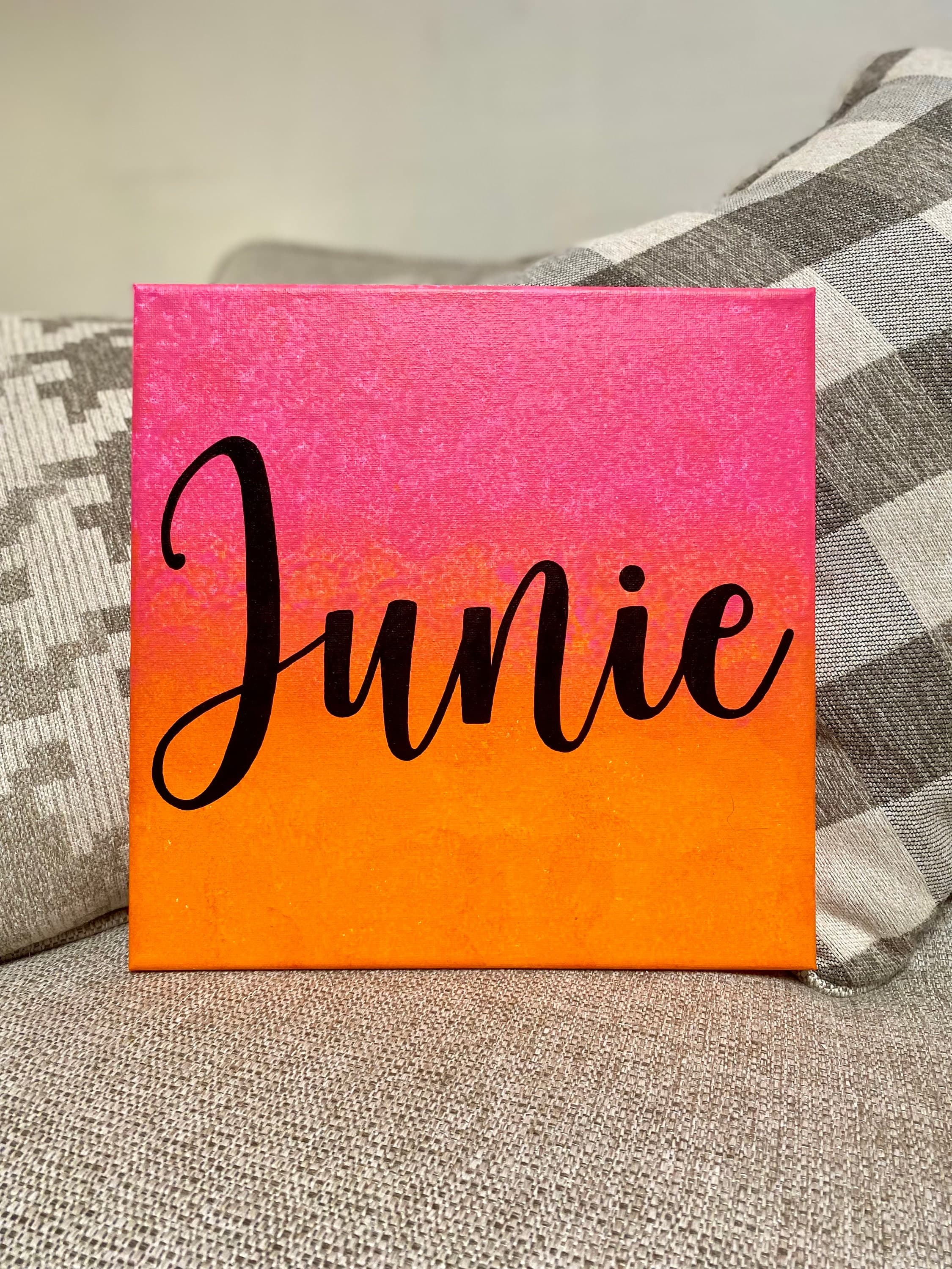 Custom Ombré Name Canvas | Sponge Art, Acrylic Painting