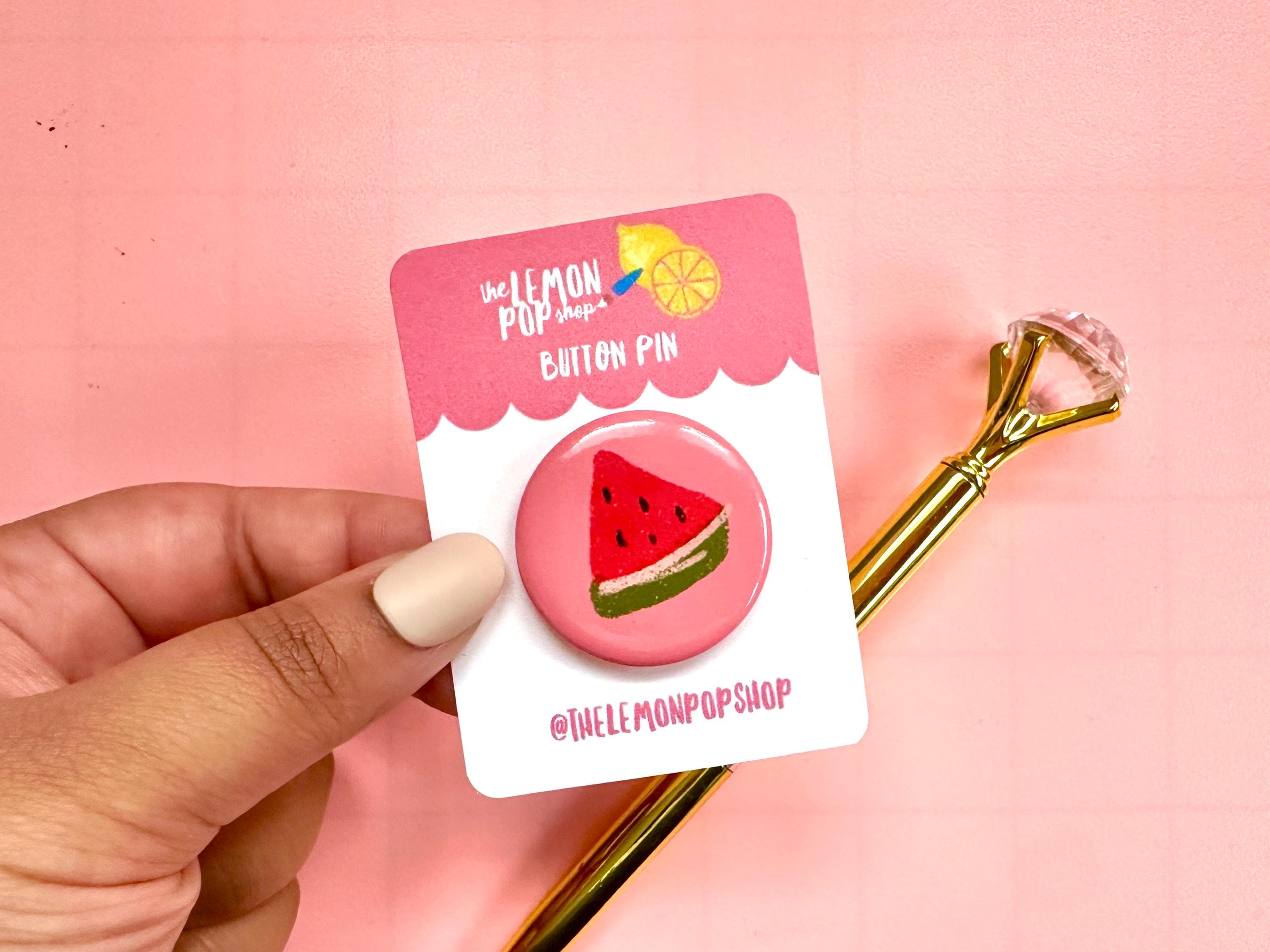 Watermelon Button Pin | Cute Illustration Pin (1.25 inch)