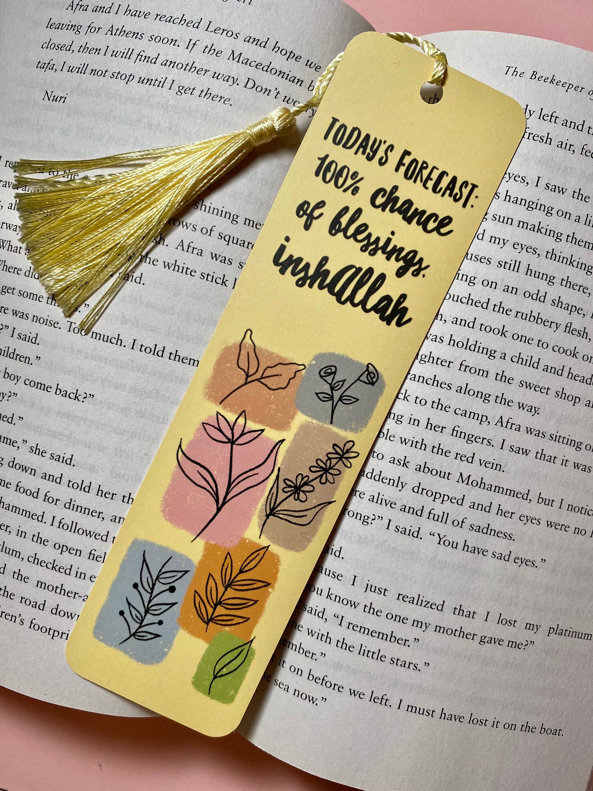 Islamic Bookmark with Tassel | Floral Blessing Gift - image 3