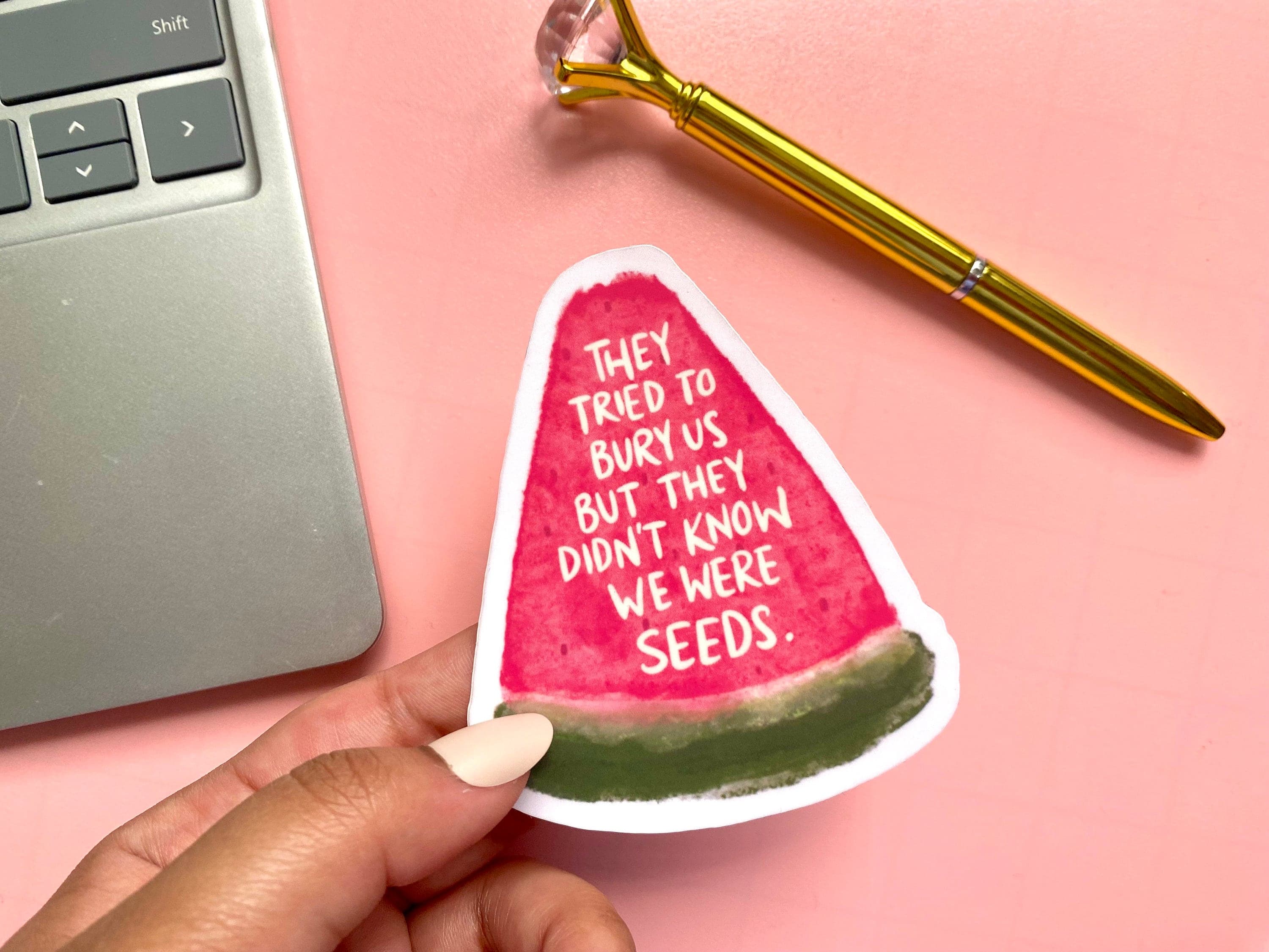 Watercolor Watermelon Slice Sticker | Palestine Quote, Laptop Decal