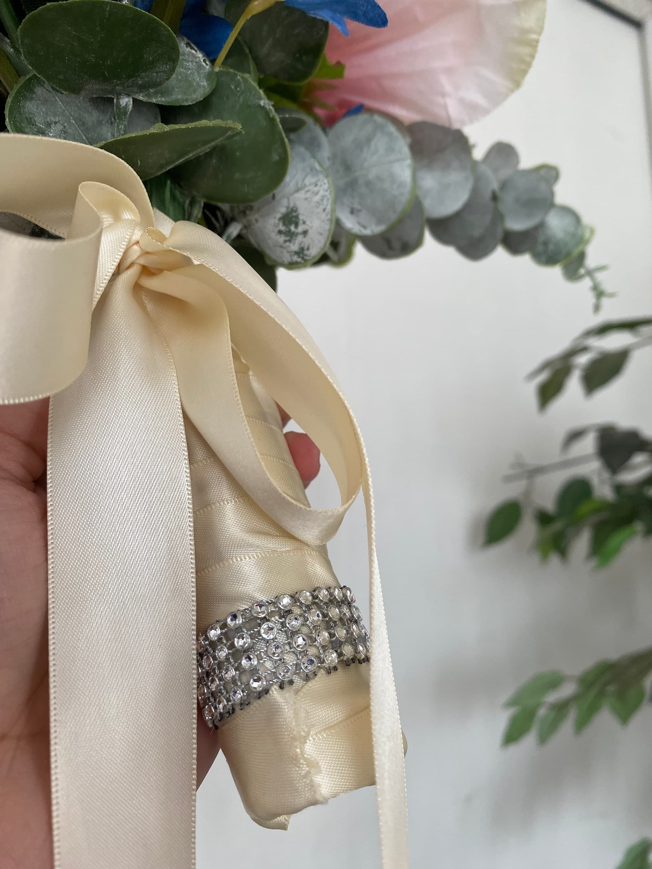 Blush Pink and Navy Silk Wedding Bouquet | Peony and Rose - image 4