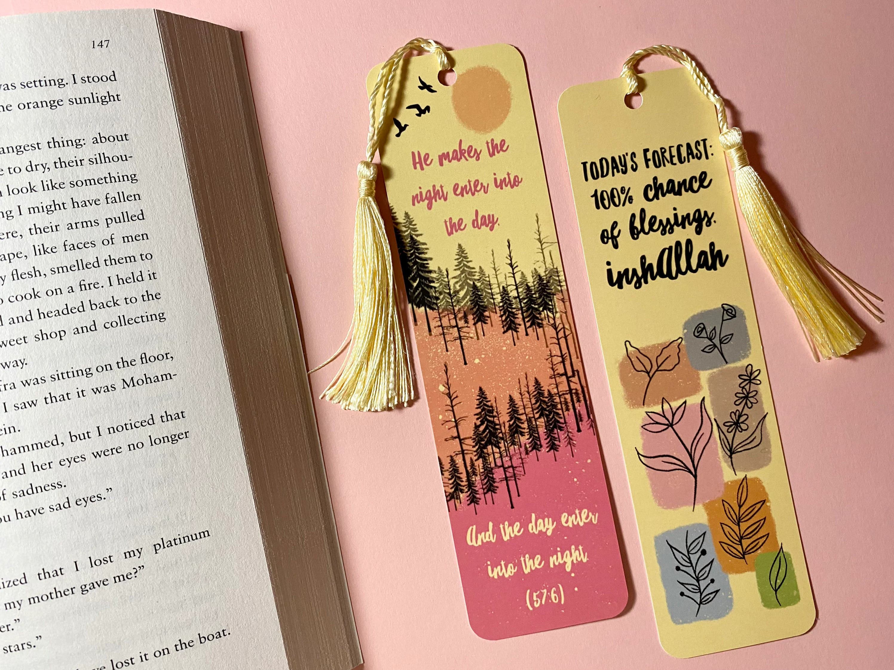 Yellow Tassel Bookmarks | Islamic Art, Book Lover Gift (2 Pack)
