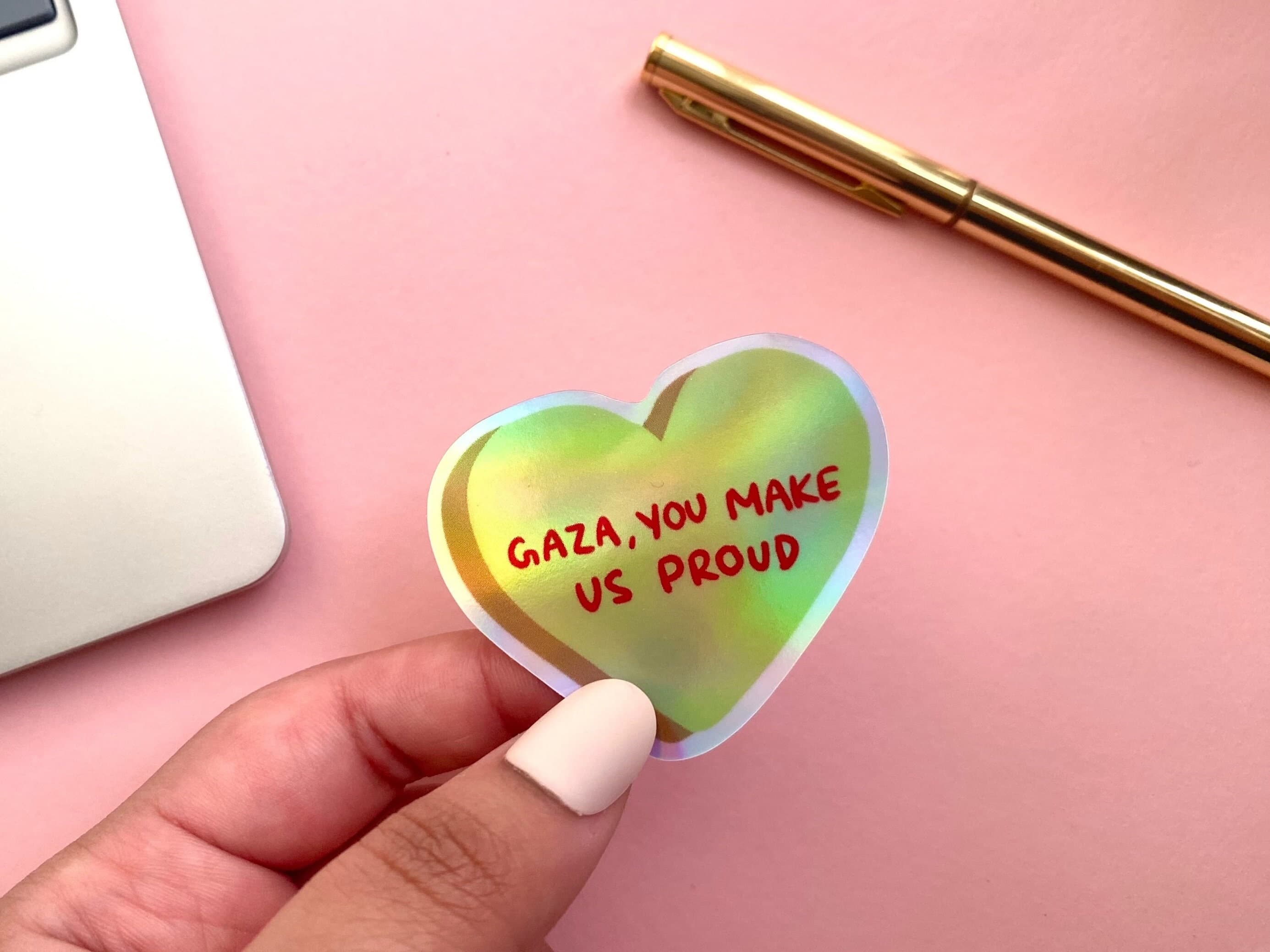 Palestine Heart Sticker | Holographic Vinyl, Profits Donated