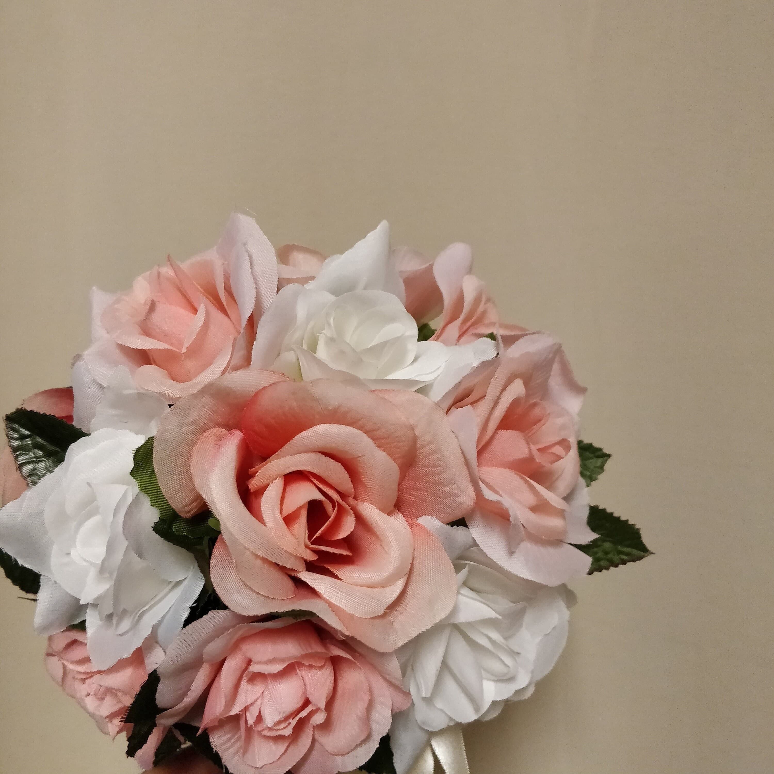 Pink & White Silk Rose Bridal Bouquet | Indian Wedding