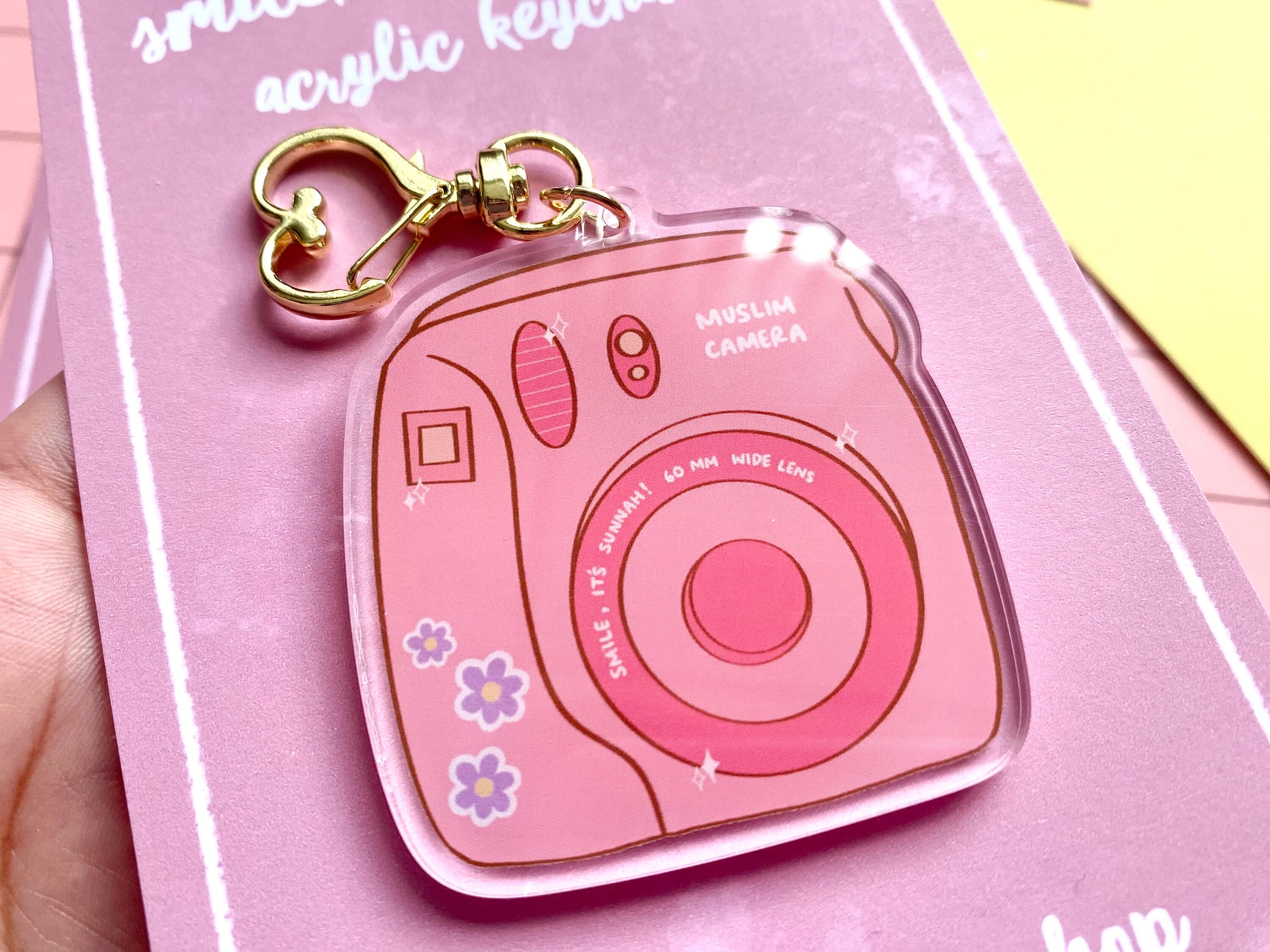 Pink Polaroid Camera Acrylic Keychain | Islamic Gift - image 4