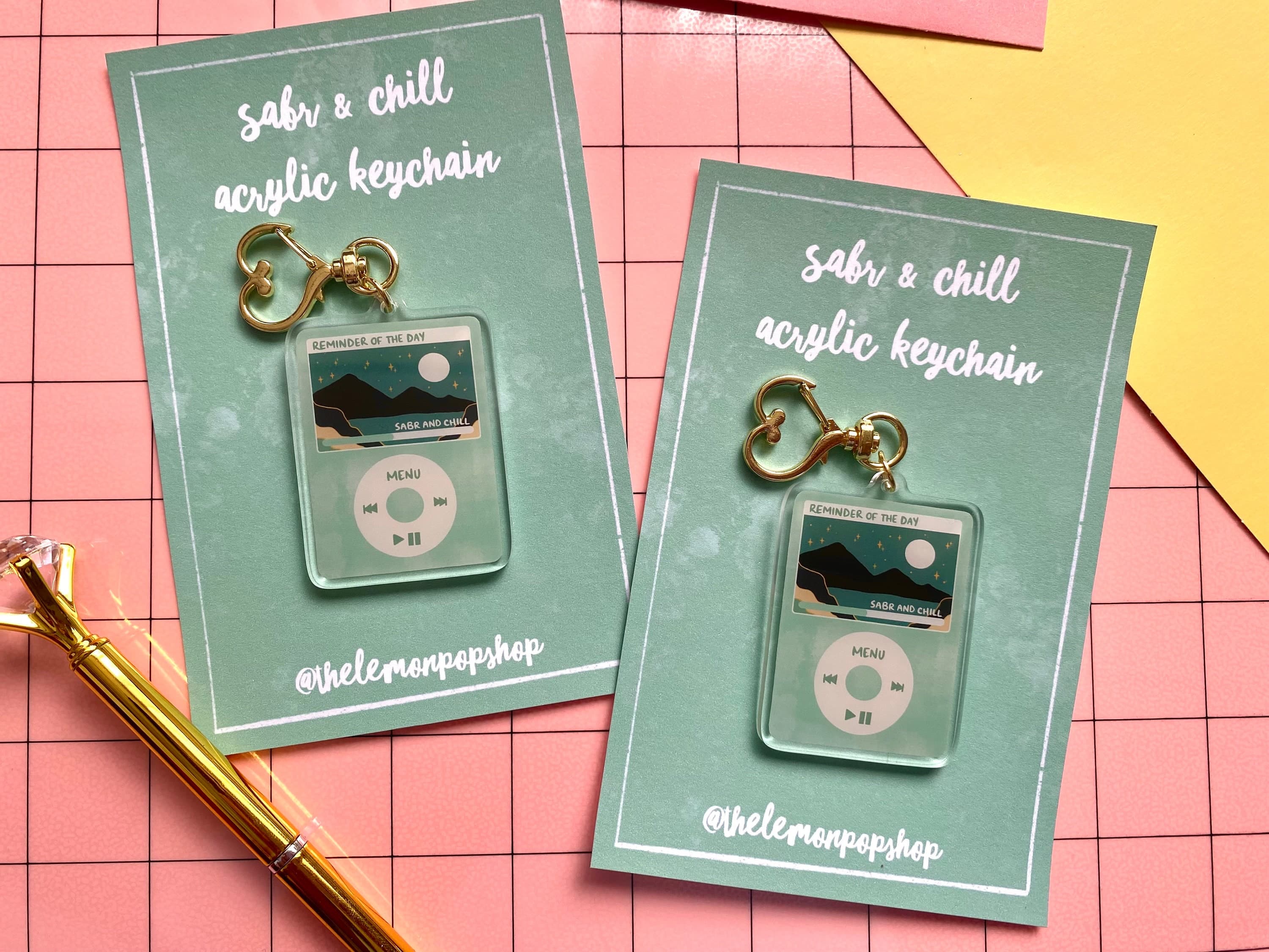 Sabr And Chill Acrylic Keychain | Islamic Art, Gold Clasp