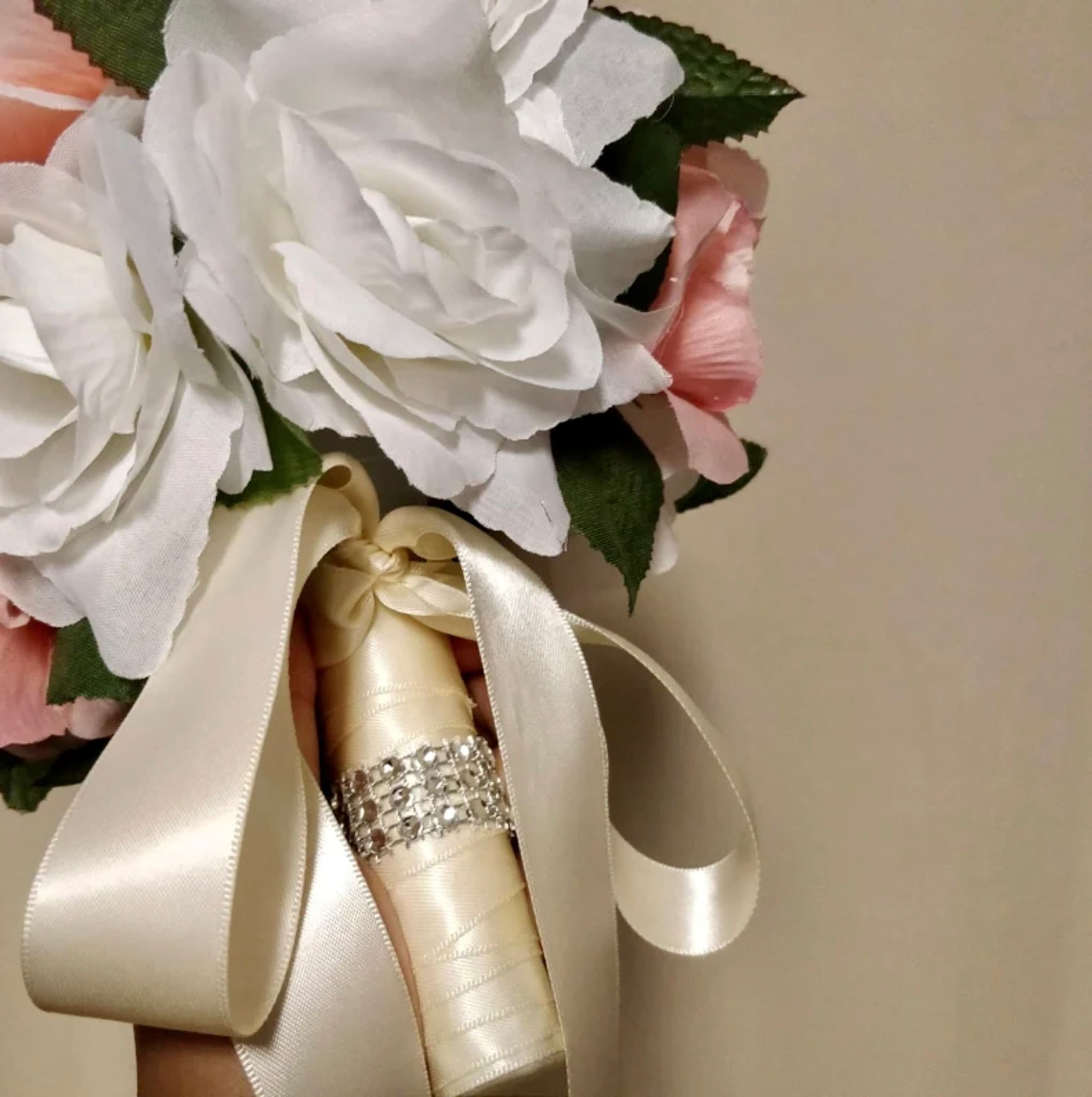 Pink & White Silk Rose Bridal Bouquet | Indian Wedding - image 3