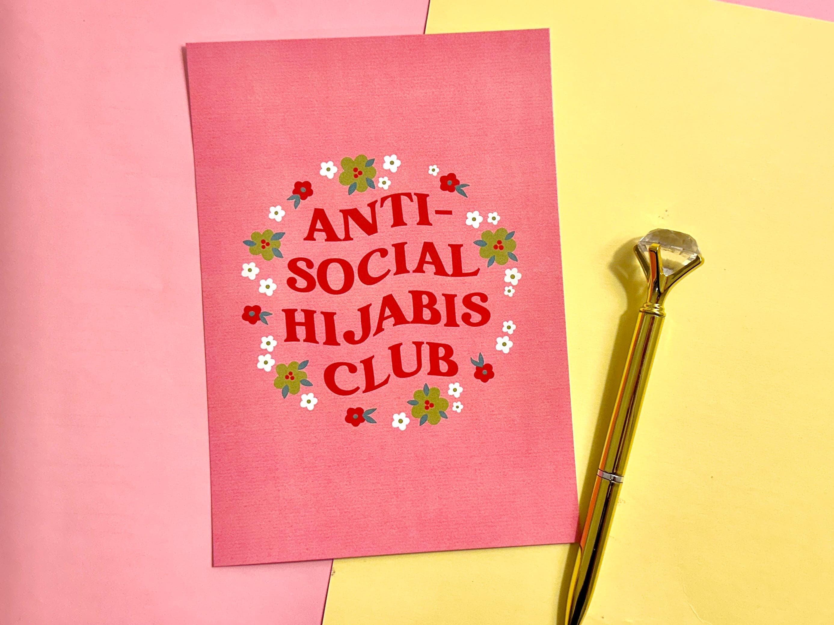 Anti-Social Hijabis Club Art Print | Floral Illustration (5x7 Inch)