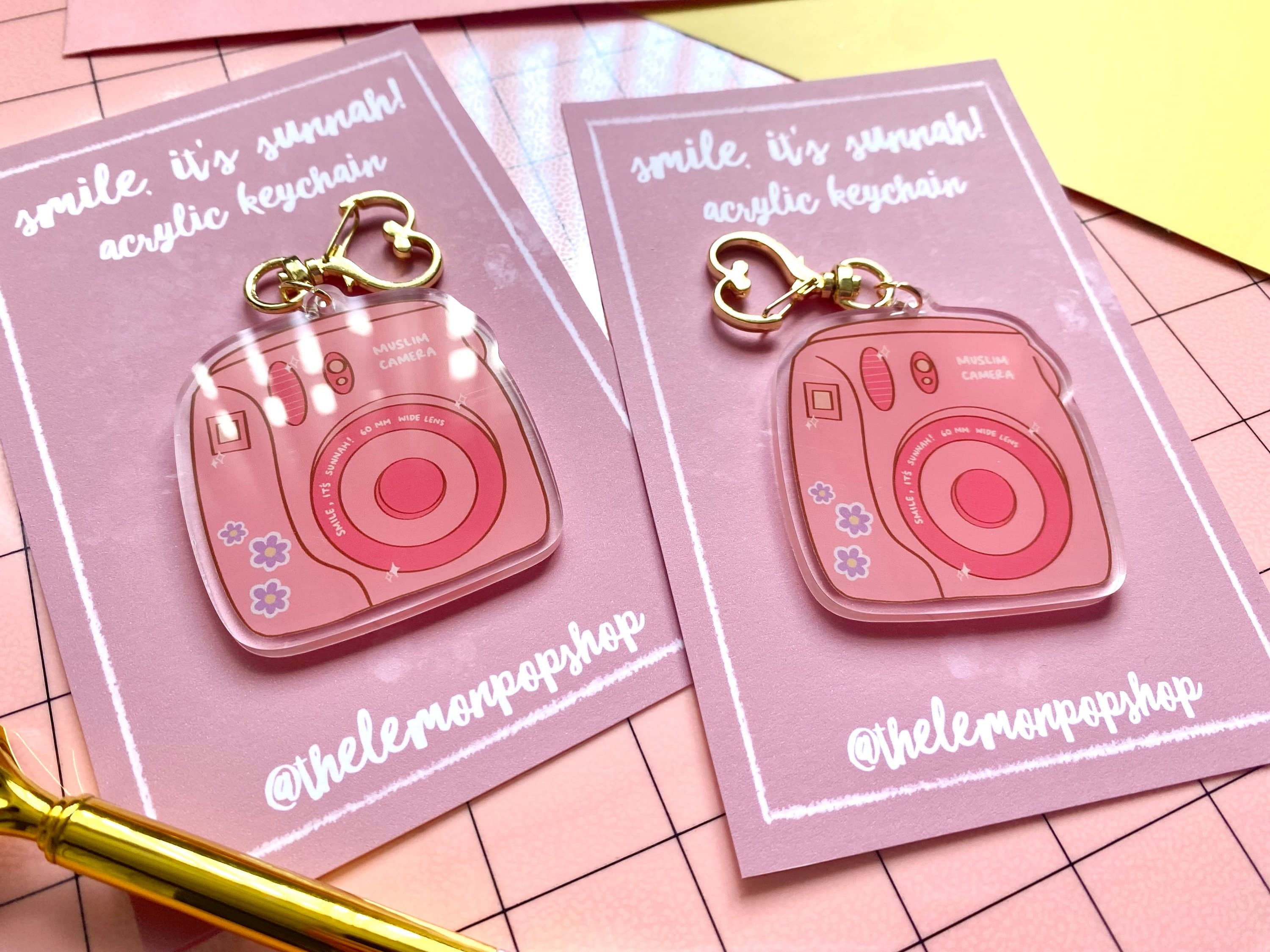 Pink Polaroid Camera Acrylic Keychain | Islamic Gift - image 3