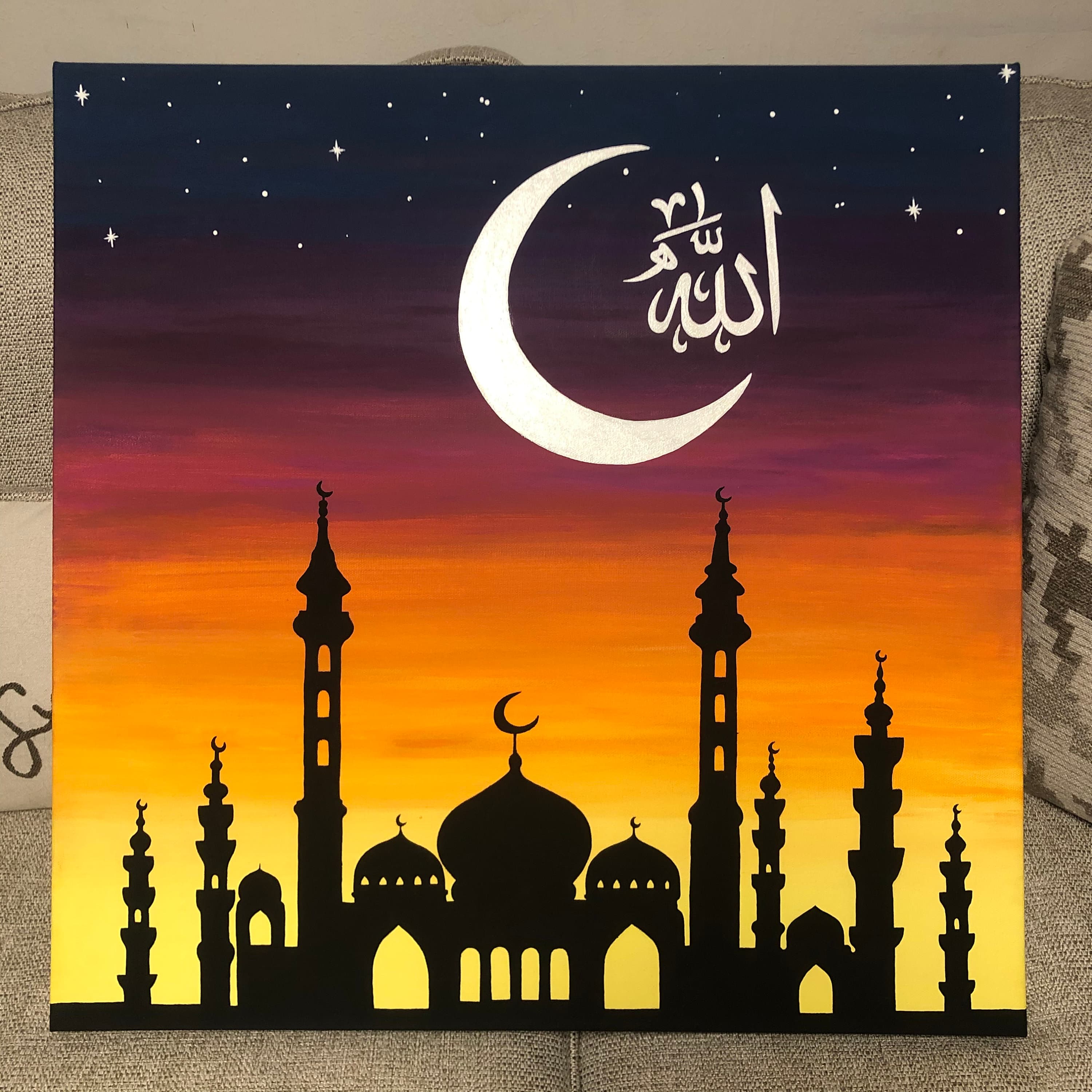 Masjid Sunset Acrylic Painting | Islamic Wall Art - image 3