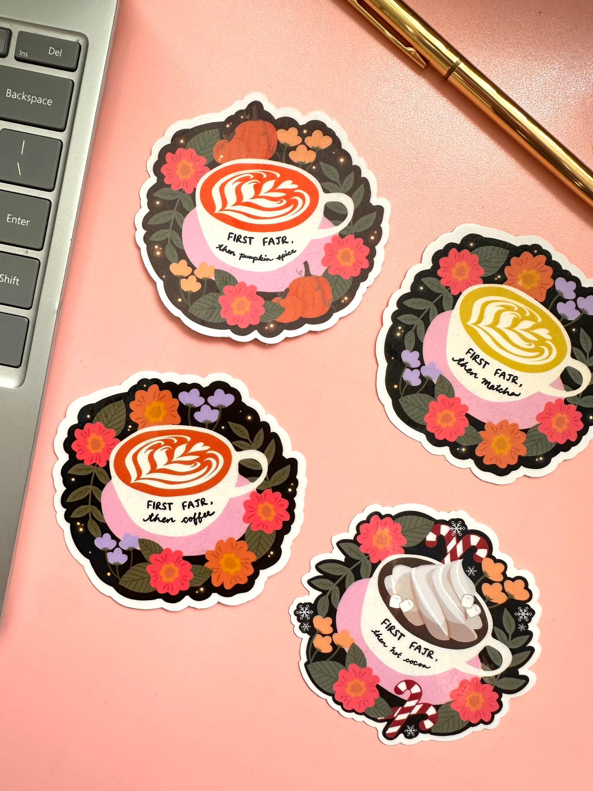 Cozy Drinks Sticker Pack | Coffee, Matcha, Cocoa, Pumpkin Spice