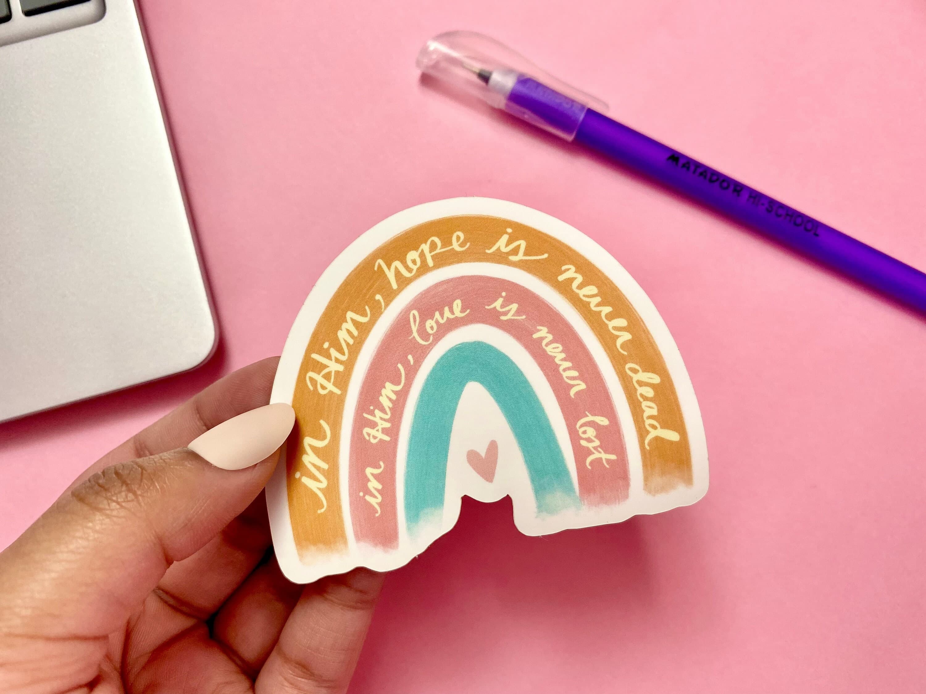 Aesthetic Rainbow Sticker | Faith Quote, Waterproof Vinyl