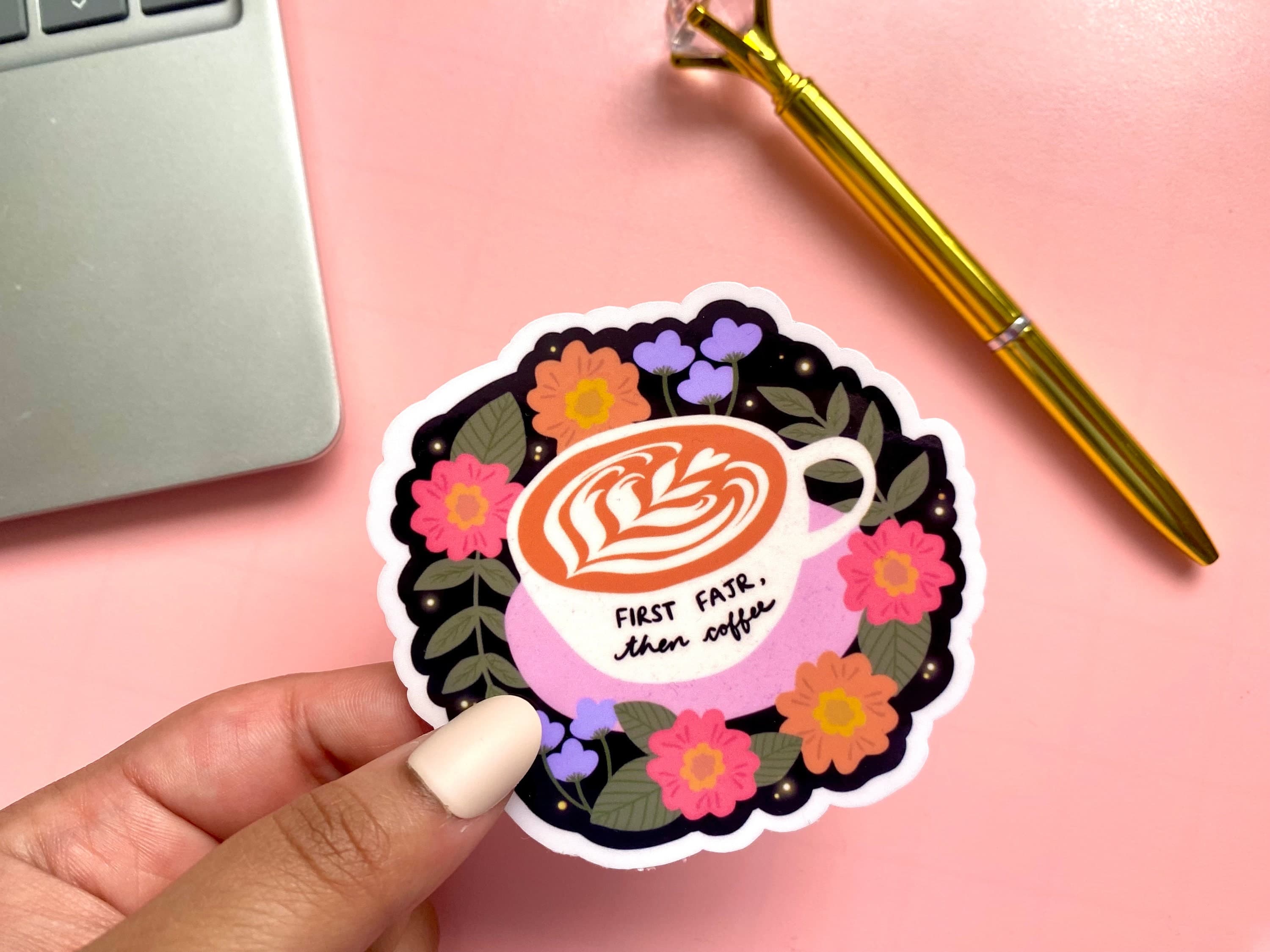Floral Latte Vinyl Sticker | First Fajr, Then Coffee