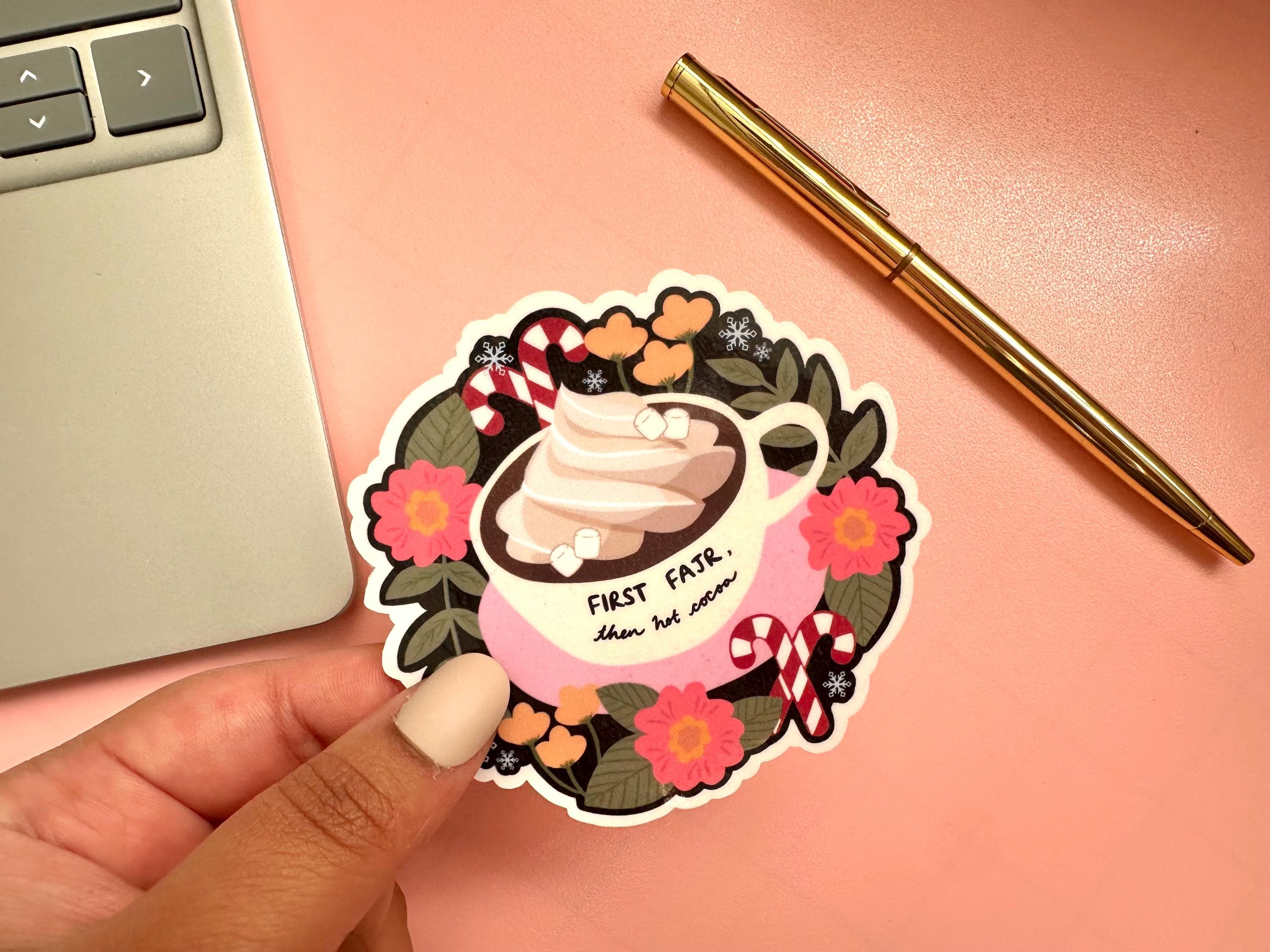 Floral Hot Cocoa Islamic Sticker | Waterproof Vinyl Laptop Decal