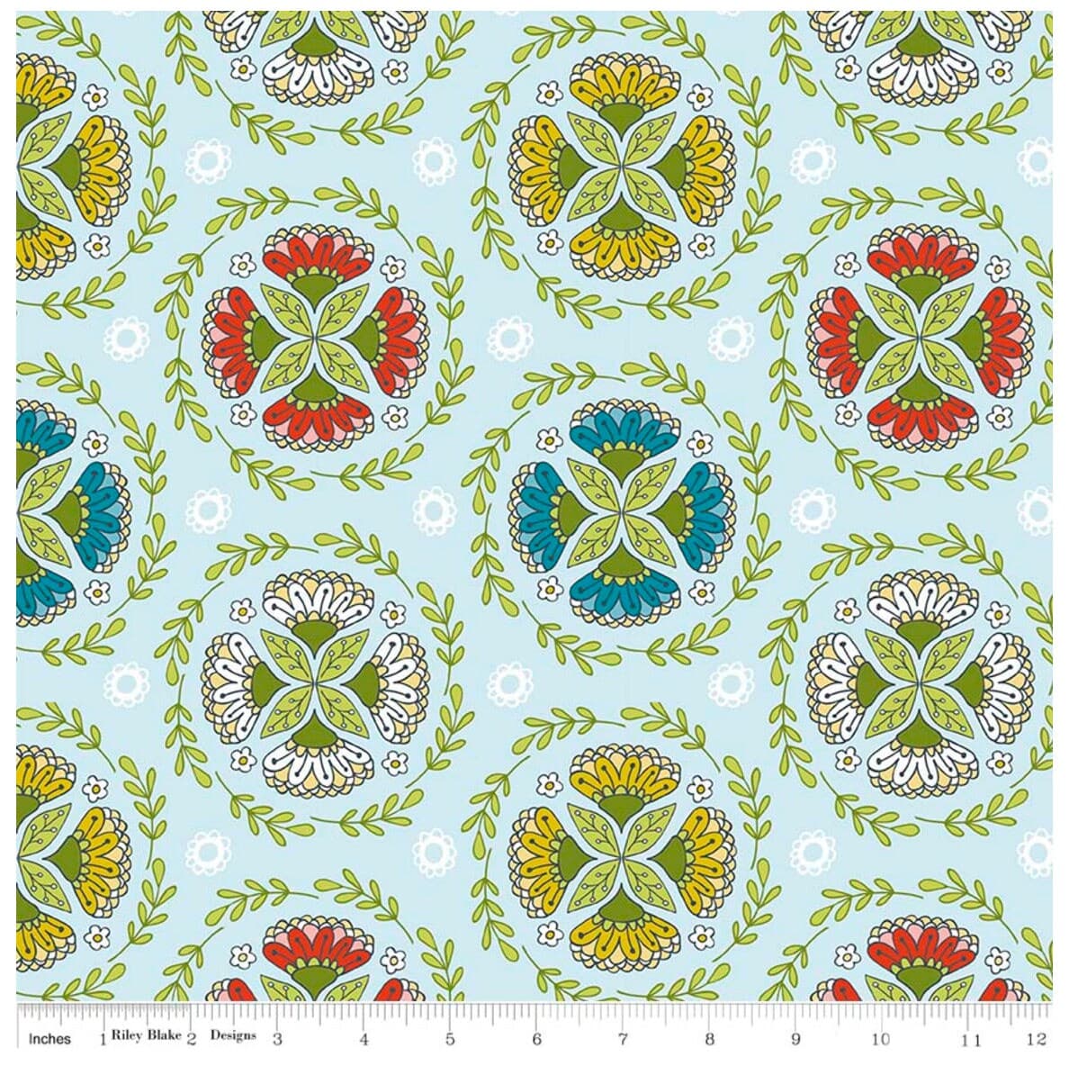 Dutch Treat Dutch Wreath Blue fabric by Betz White for Riley Blake – 100% cotton quilting fabric.