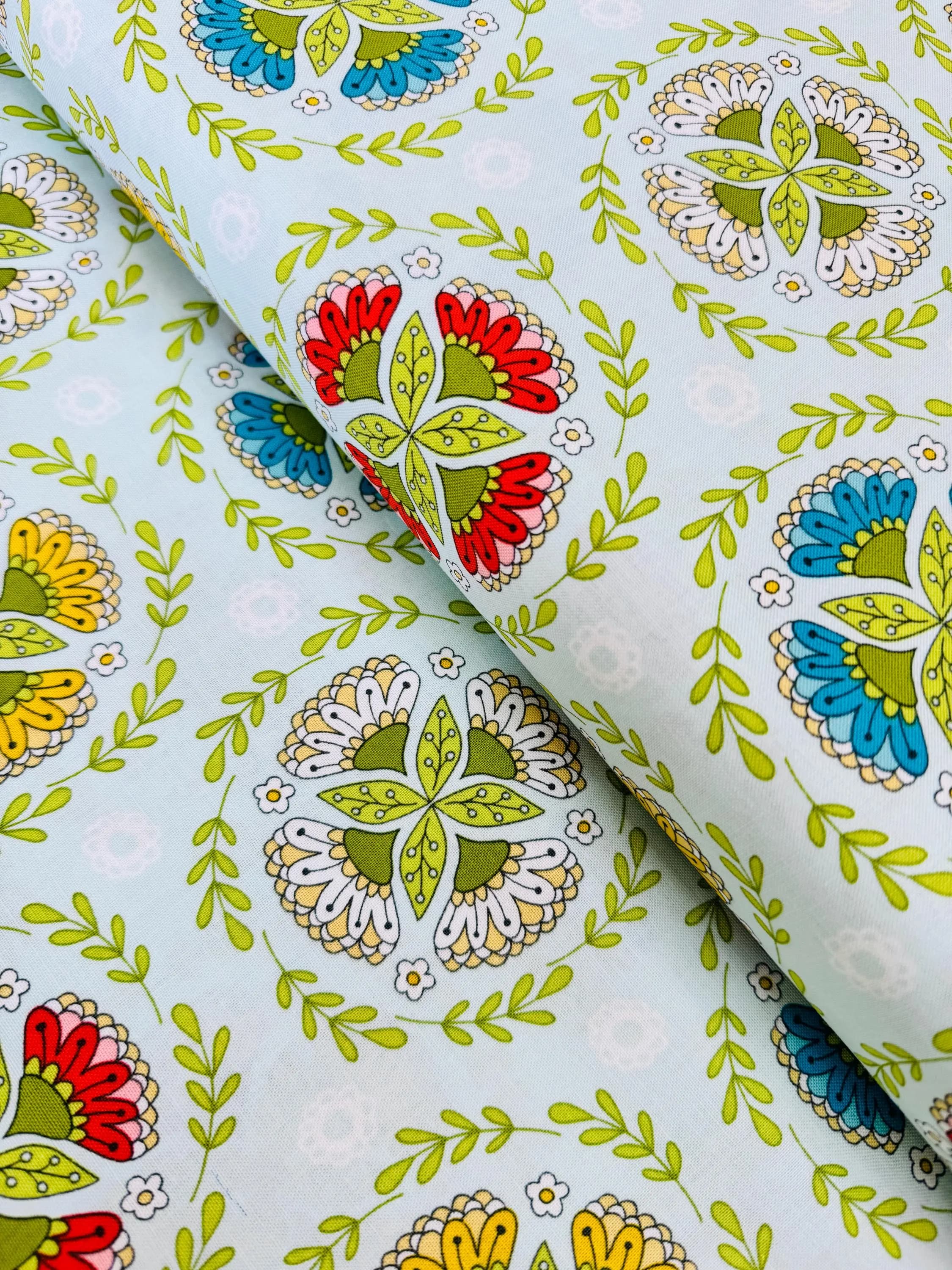 Dutch Wreath Blue Cotton Fabric: Riley Blake Designs, 43" Wide