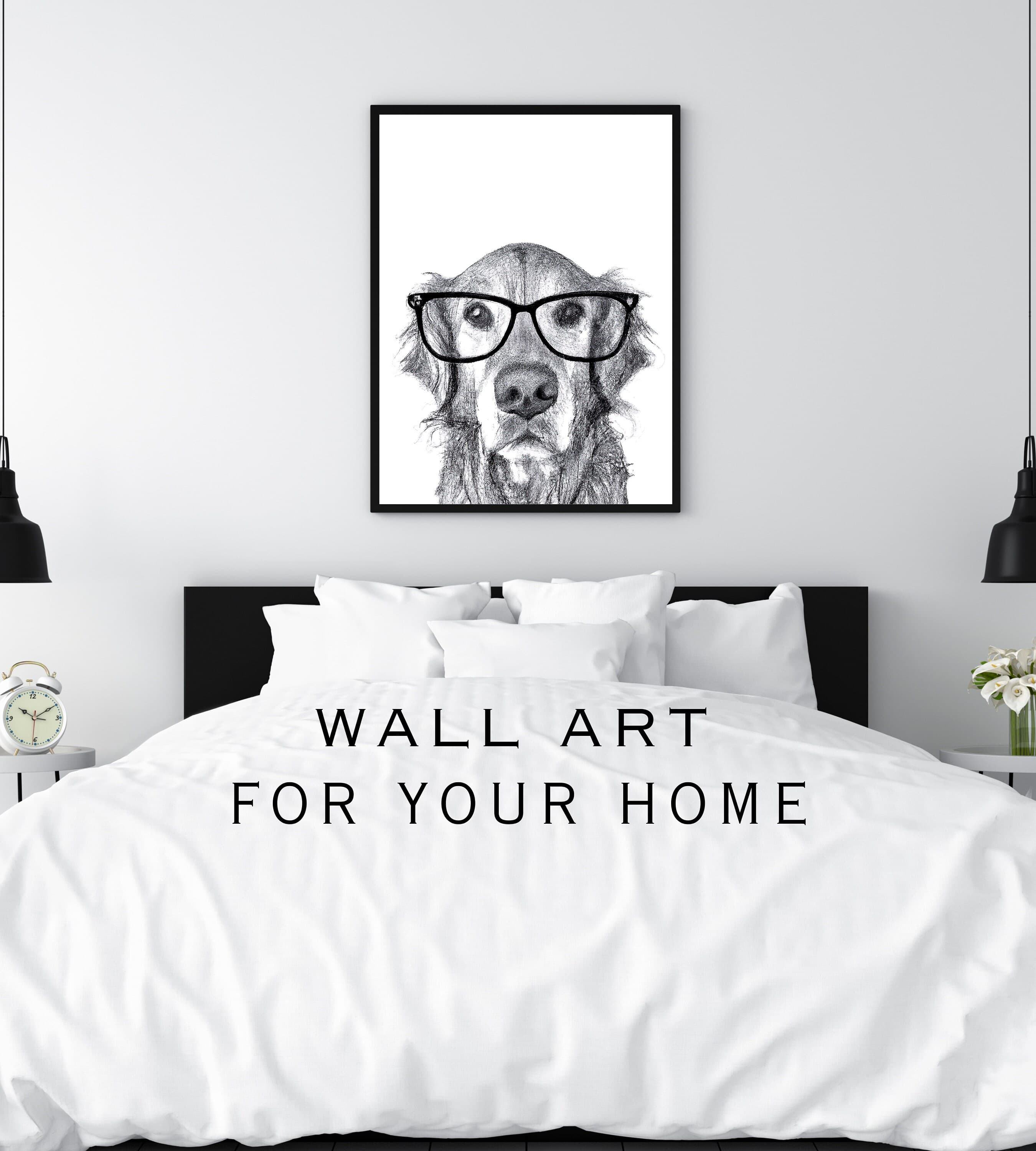 Golden Retriever With Glasses Print, Dog Art Print, Animal With Glasses Poster, Unframed Wall Decor - image 4