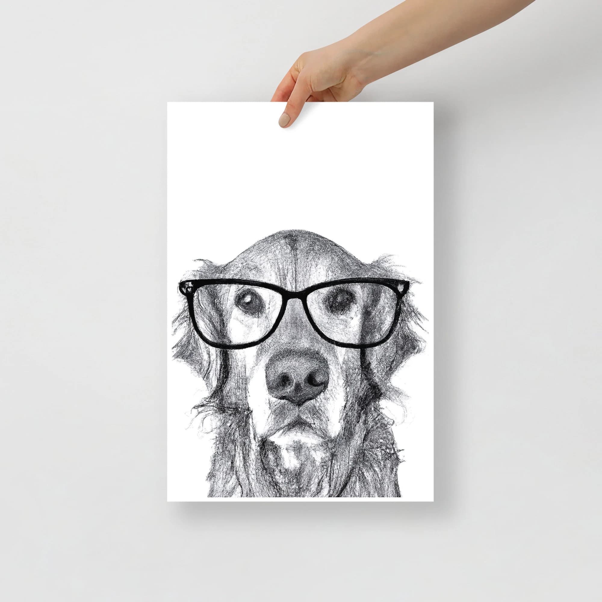 Golden Retriever Wearing Glasses Wall Art, Animal Wall Decor
