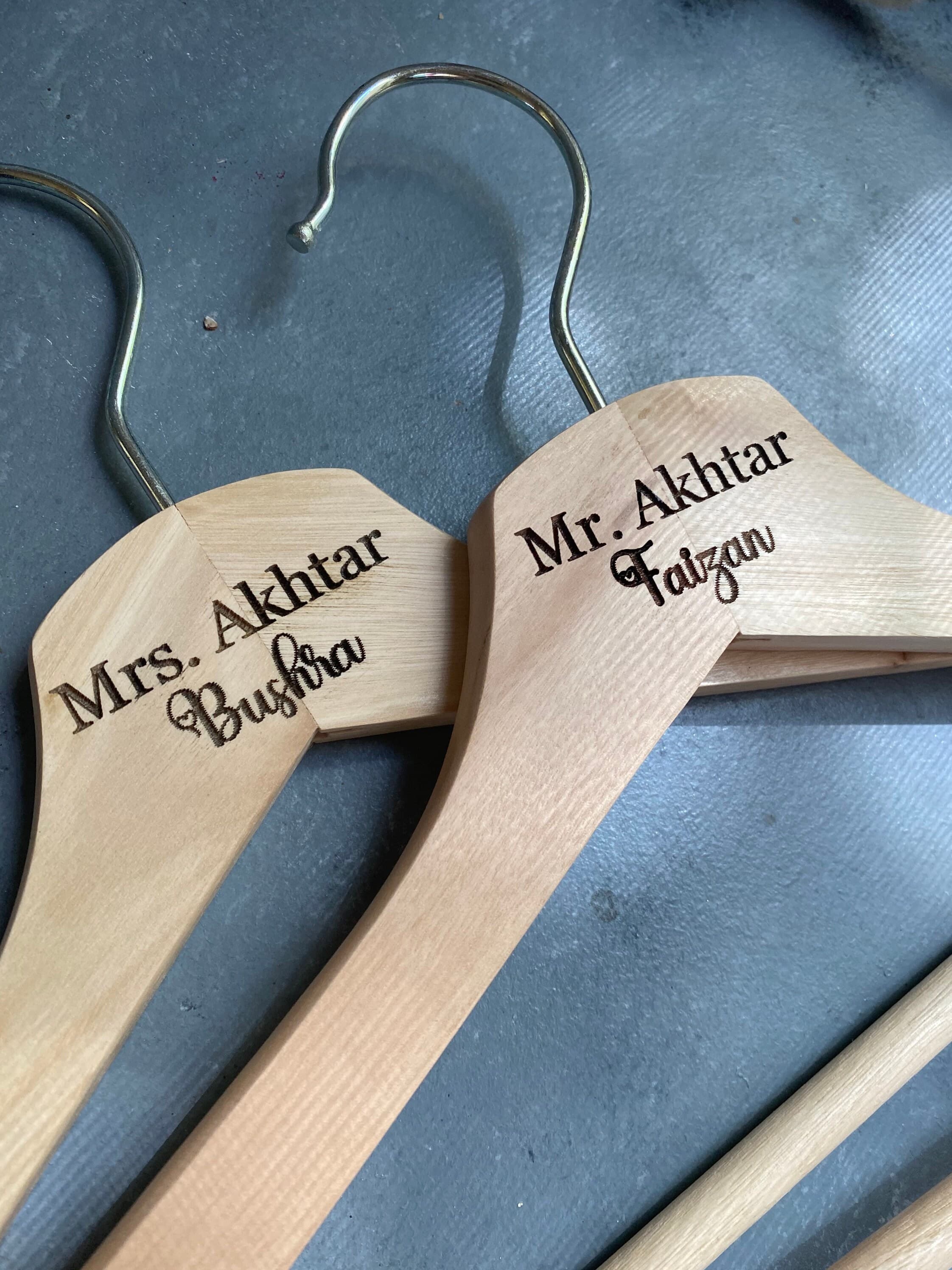 Bride and Groom Wedding hangers, bride dress hanger personalized, groom dress hanger customized - image 2