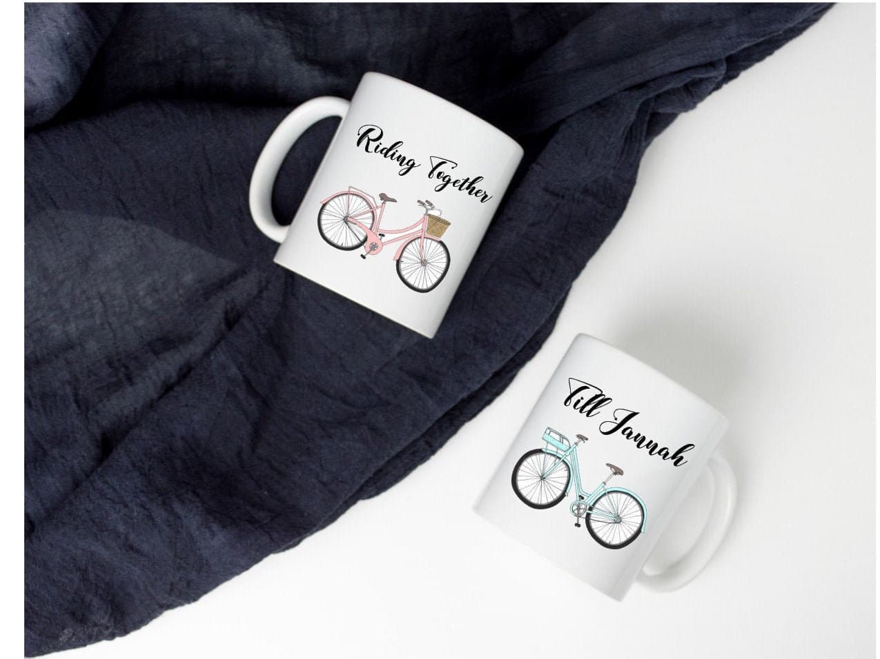 Riding Together Till Jannah Couple Mugs, Nikah gift, islam muslim wedding set, anniversary gift, nikah mubarak