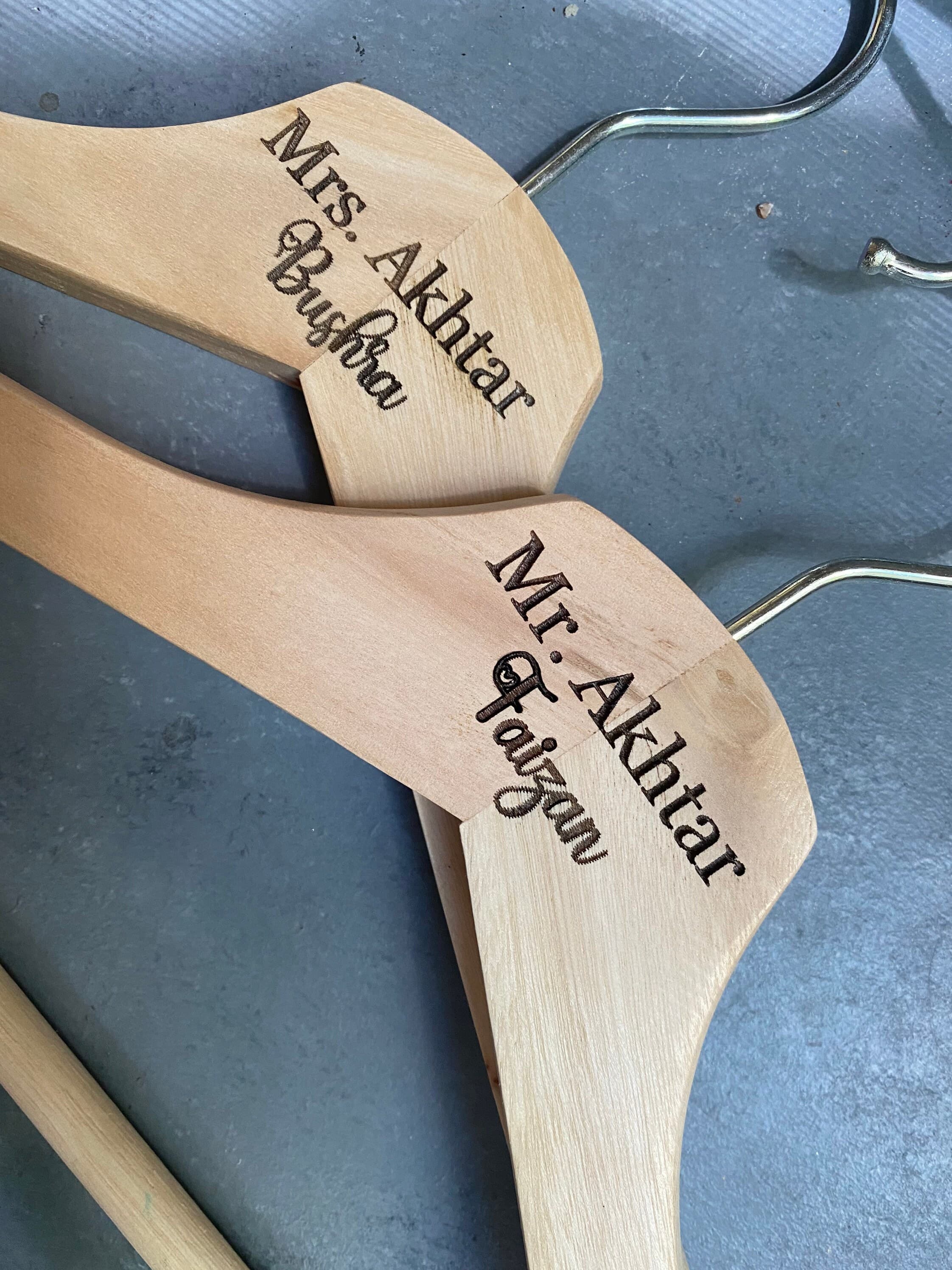 Bride and Groom Wedding hangers, bride dress hanger personalized, groom dress hanger customized - image 5