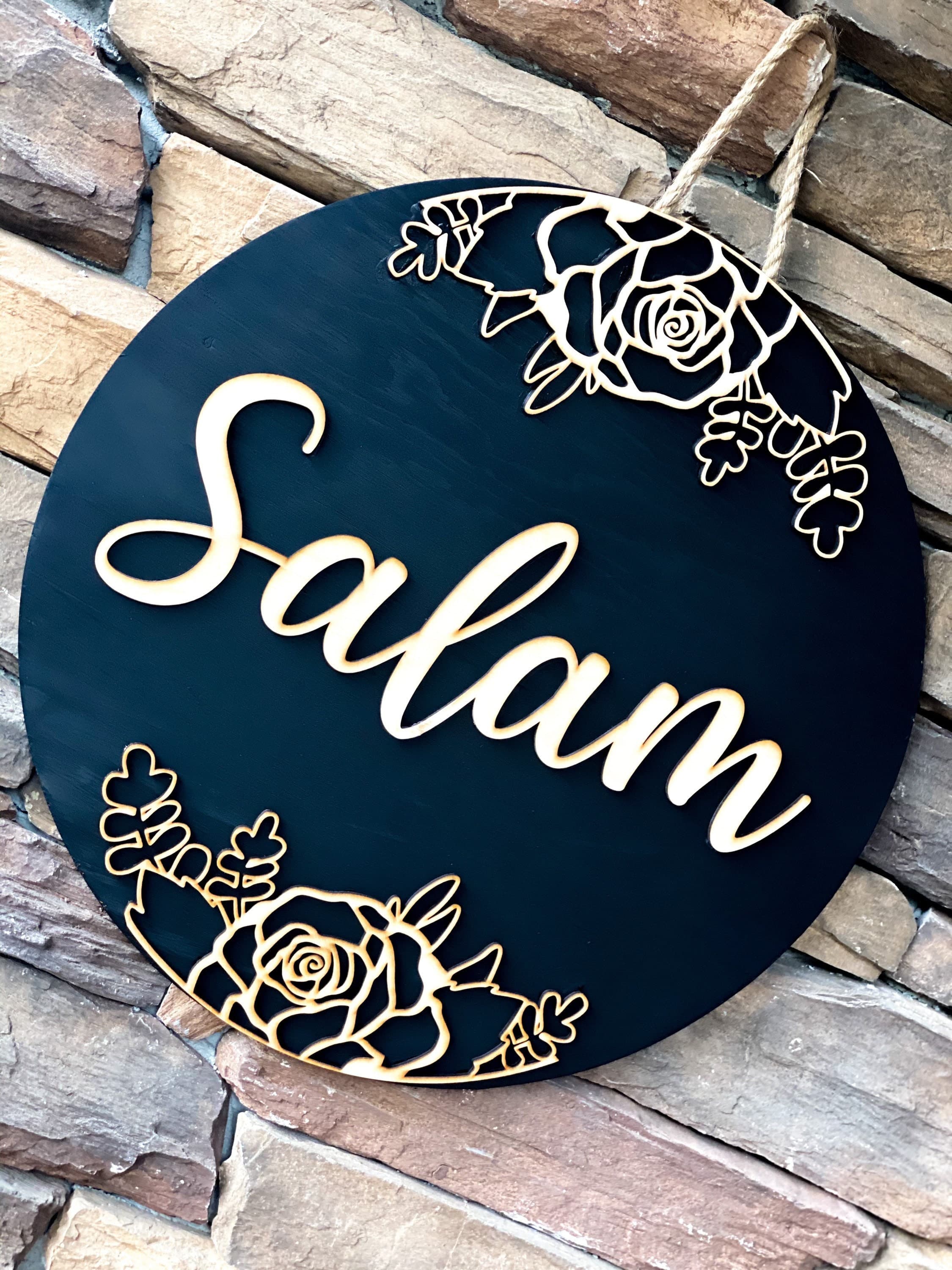 Arabic Salam Door Sign, Muslim Islamic home, Front Door Decor, Muslim Housewarming gift, Muslim front door decor, Islamic wood round sign, - image 5