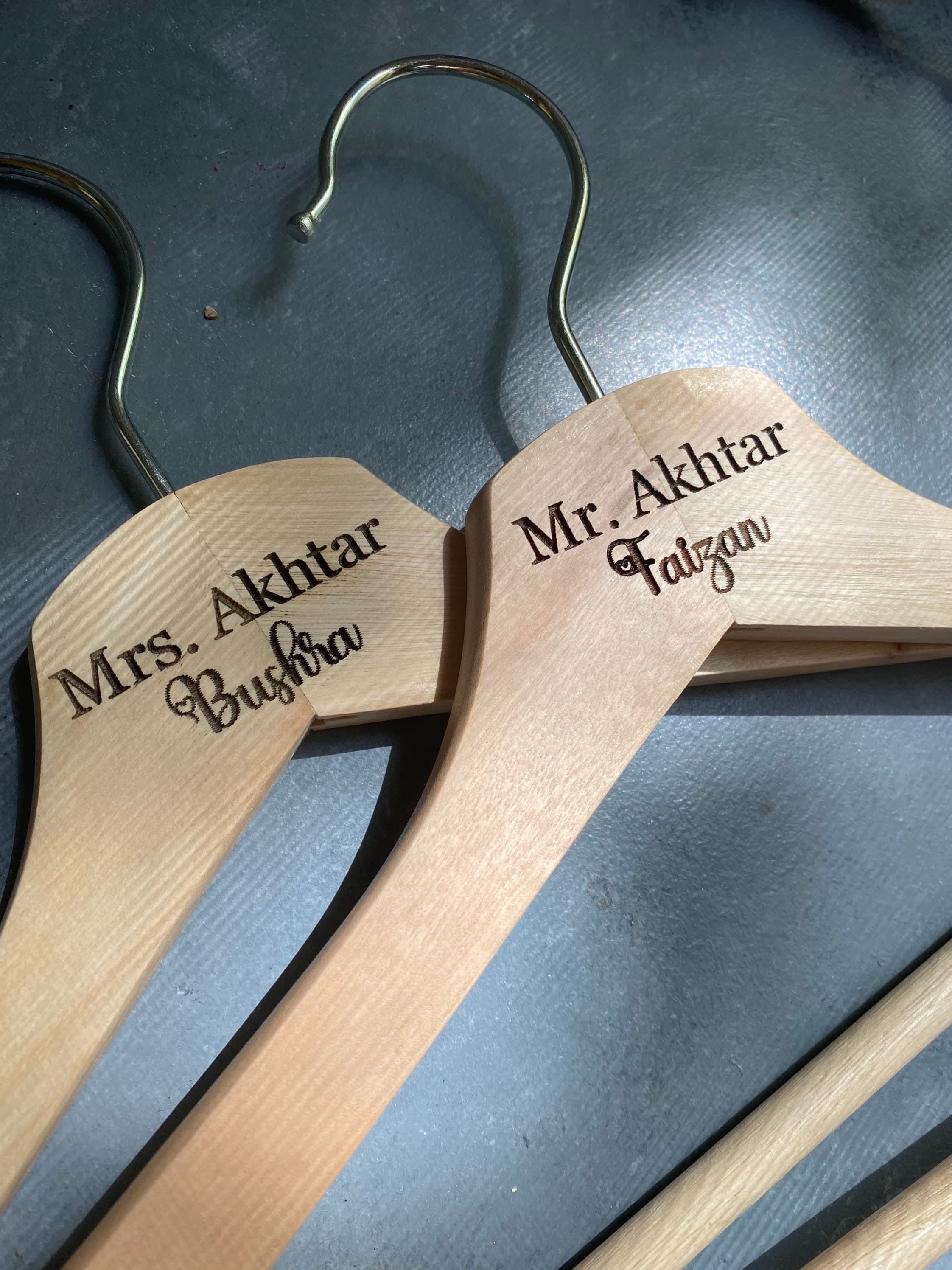 Bride and Groom Wedding hangers, bride dress hanger personalized, groom dress hanger customized - image 3