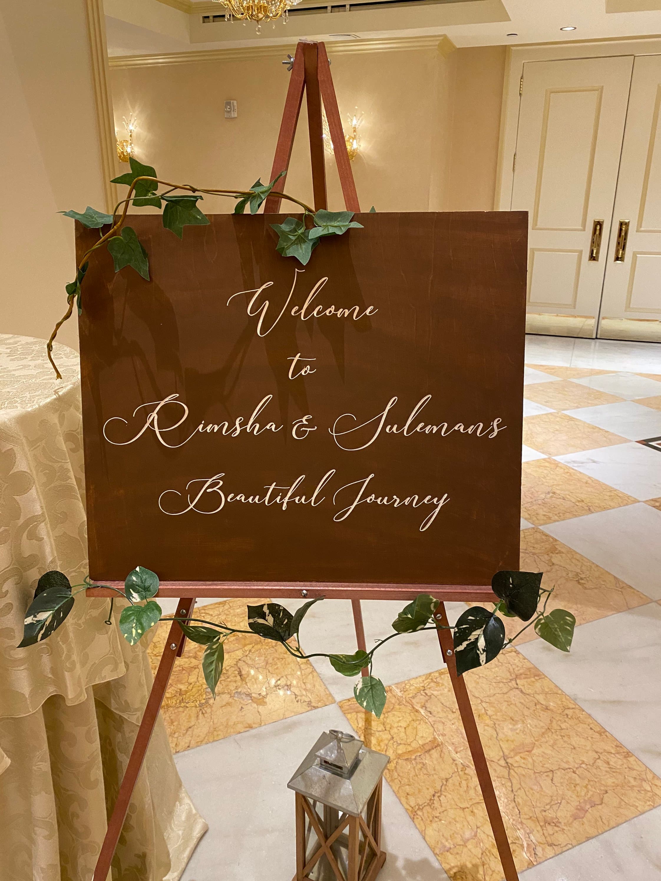 Wood welcome sign nikkah barat walima Muslim wedding Islamic wedding