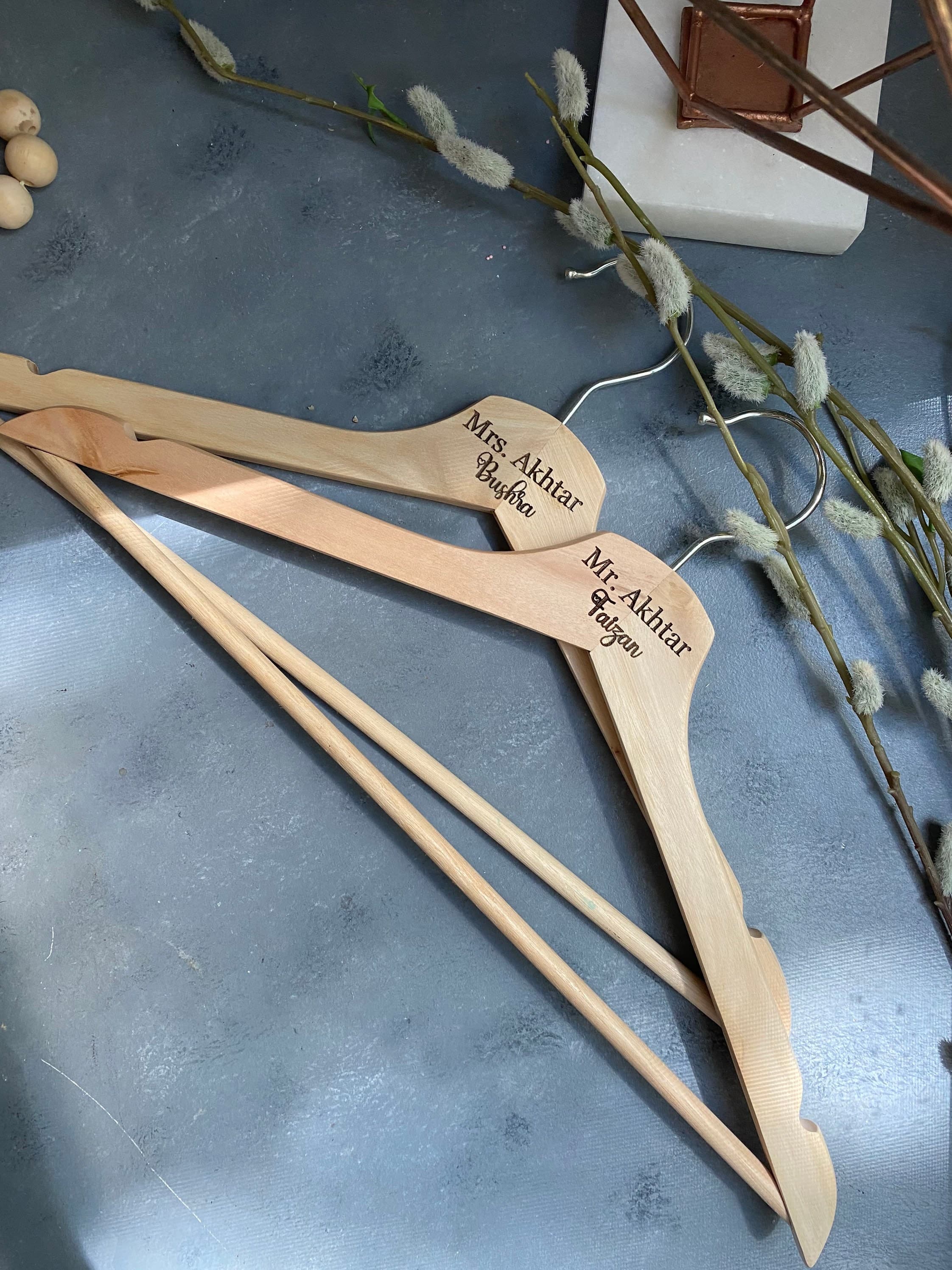 Bride and Groom Wedding hangers, bride dress hanger personalized, groom dress hanger customized - image 4