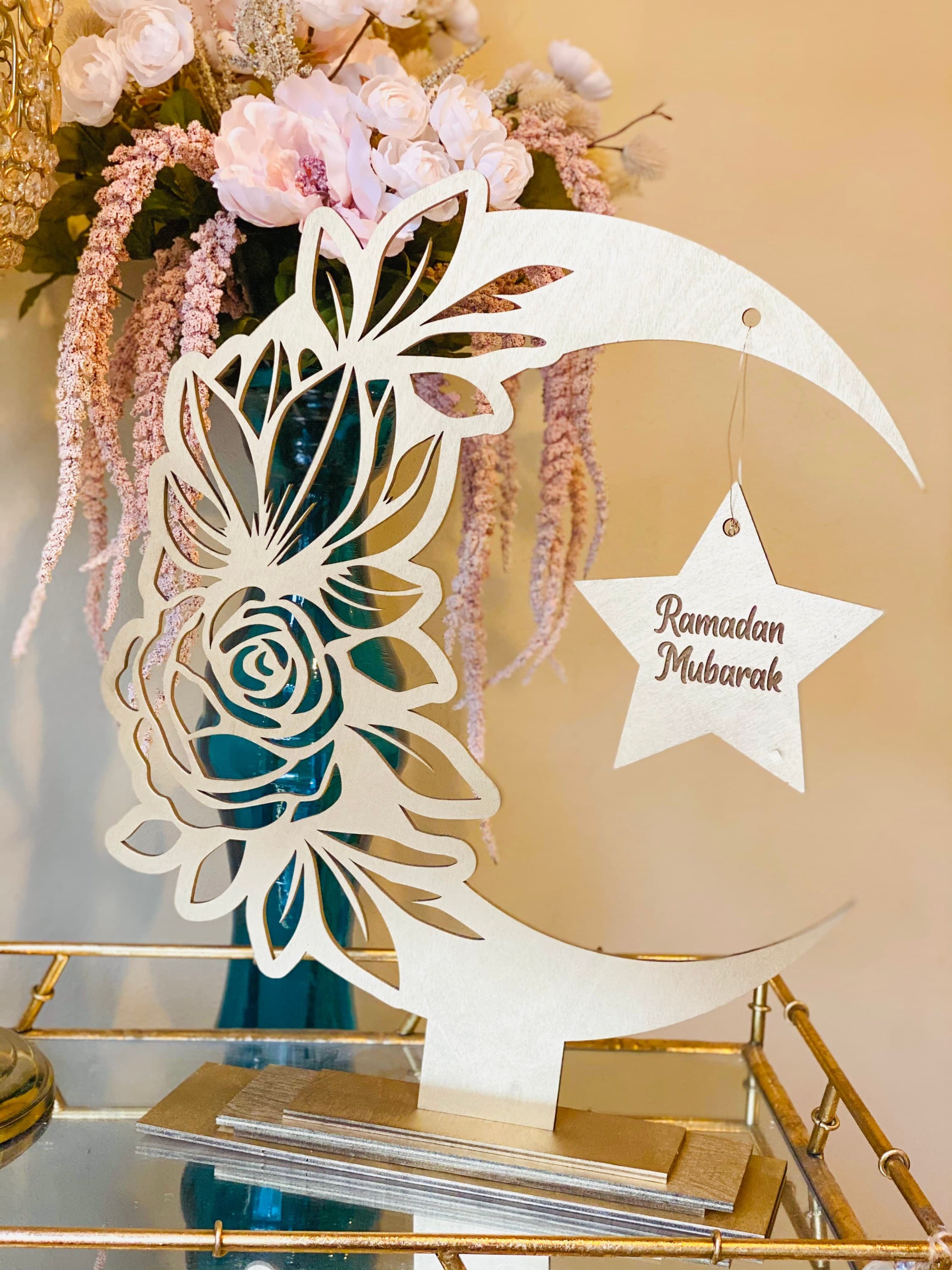 Crescent Moon Ramadan Flower Moon Decor, Ramadan Decoration,