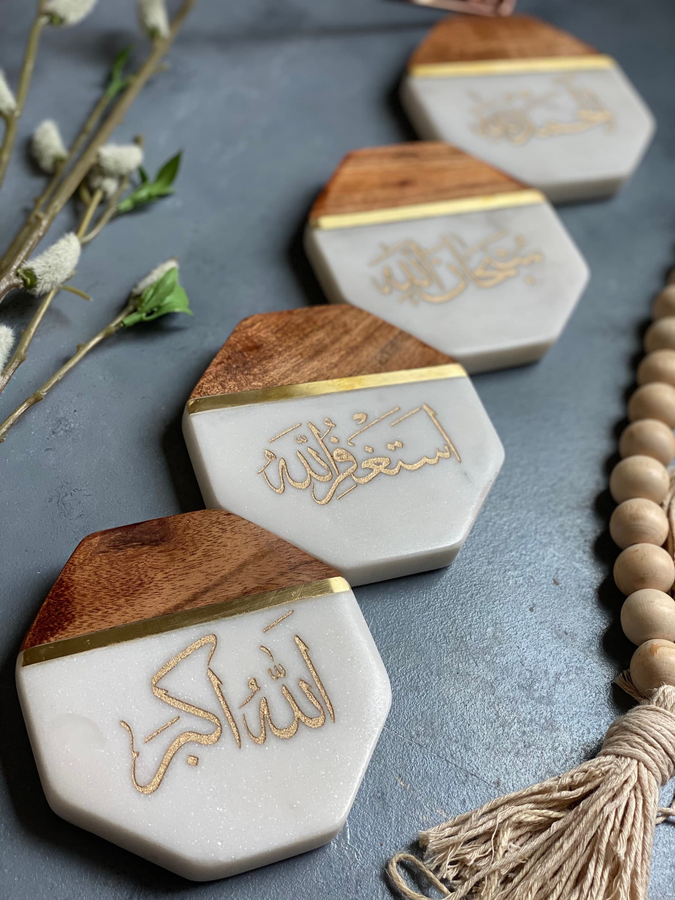 Arabic calligraphy coasters, Muslim gifts, Islamic gifts, Islamic coasters, gifts for mom - image 5