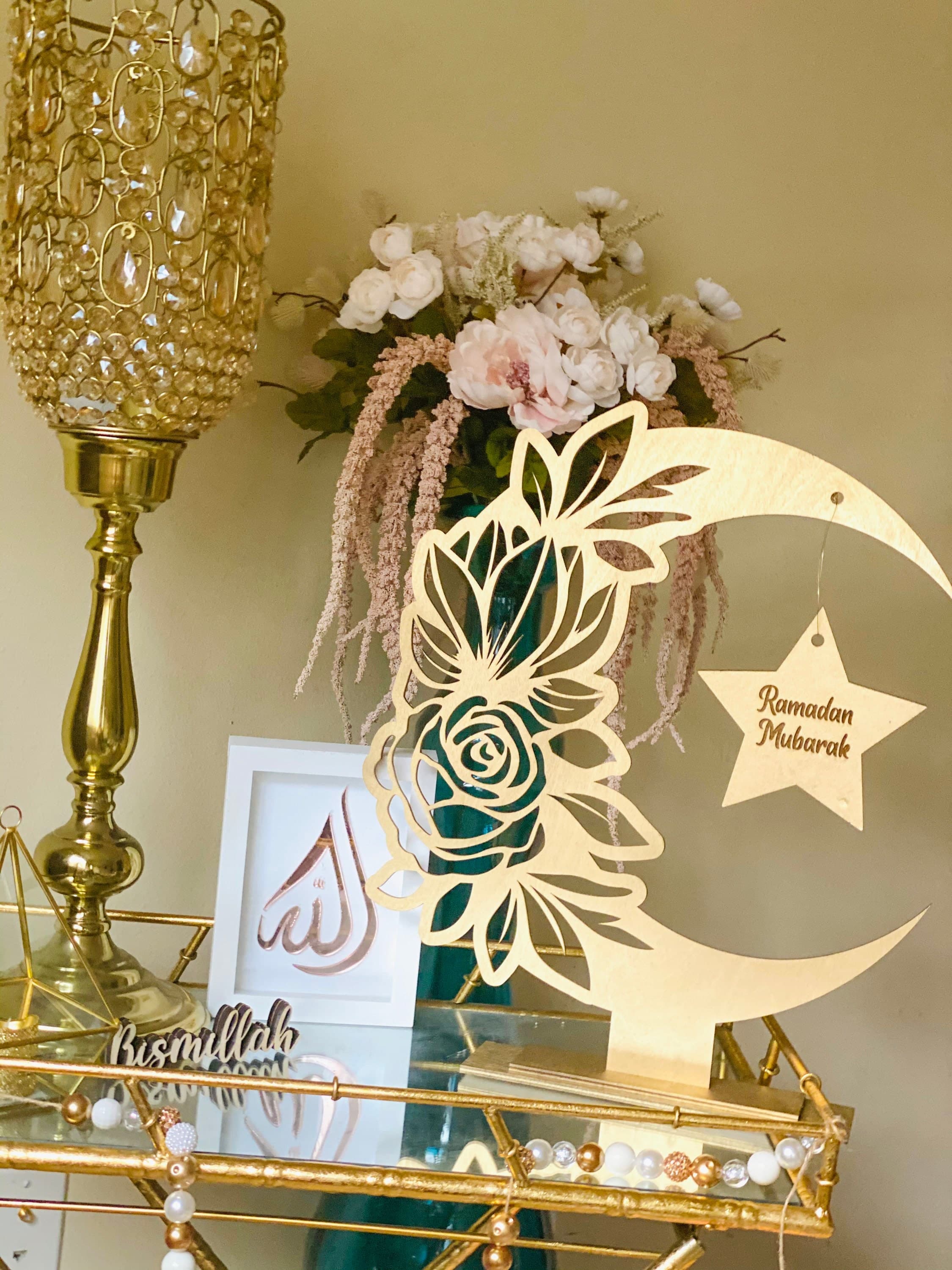Crescent Moon Ramadan Flower Moon Decor, Ramadan Decoration, - image 3