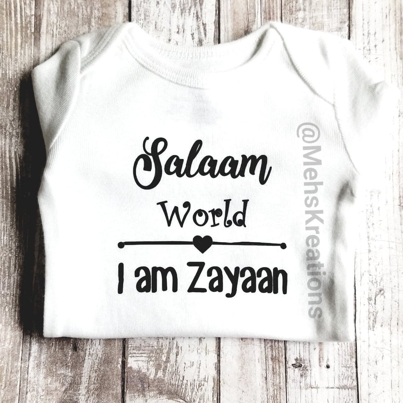 Salam World Onesie, Muslim baby bodysuit islamic baby