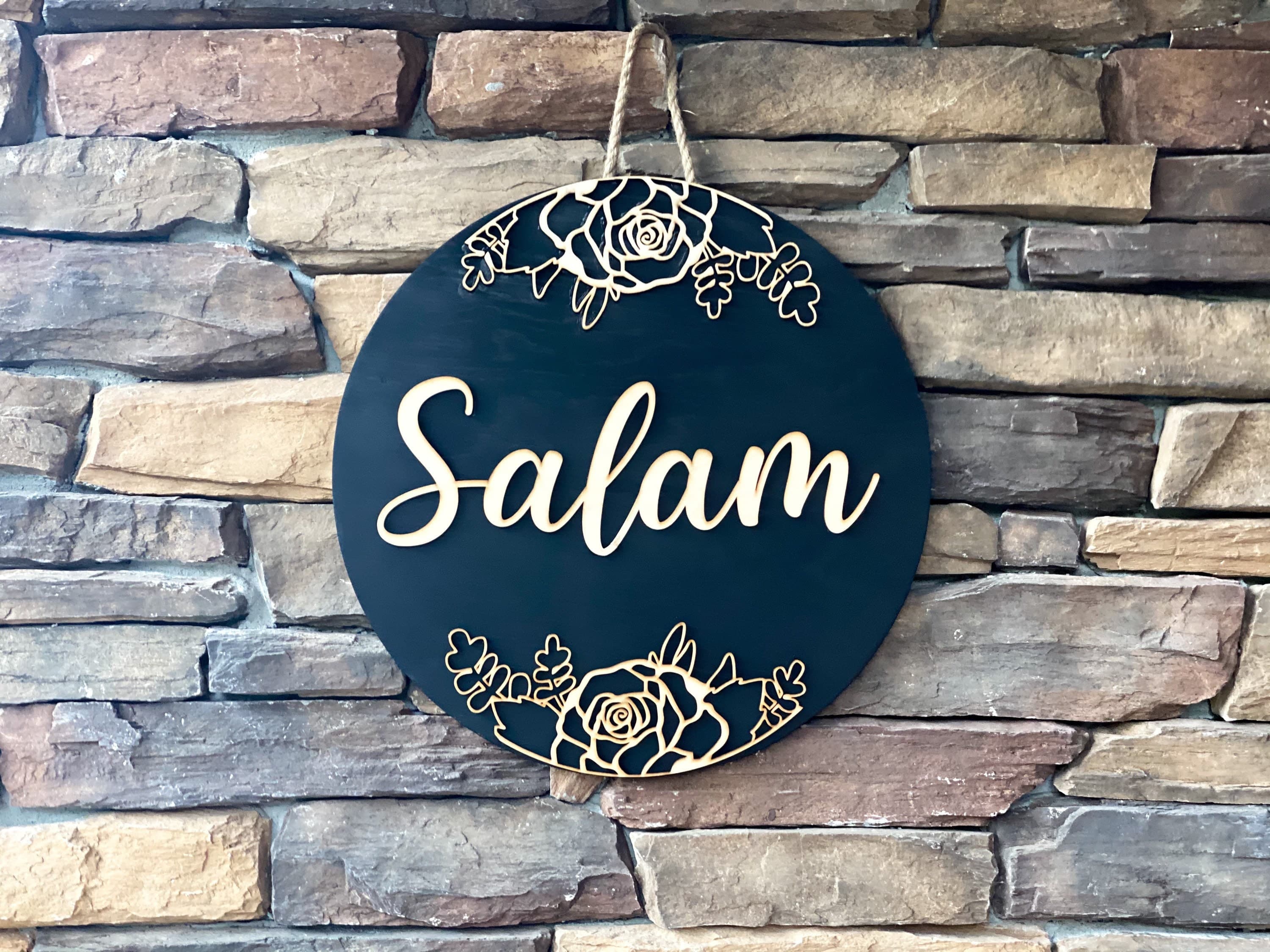 Arabic Salam Door Sign, Muslim Islamic home, Front Door Decor, Muslim Housewarming gift, Muslim front door decor, Islamic wood round sign, - image 3