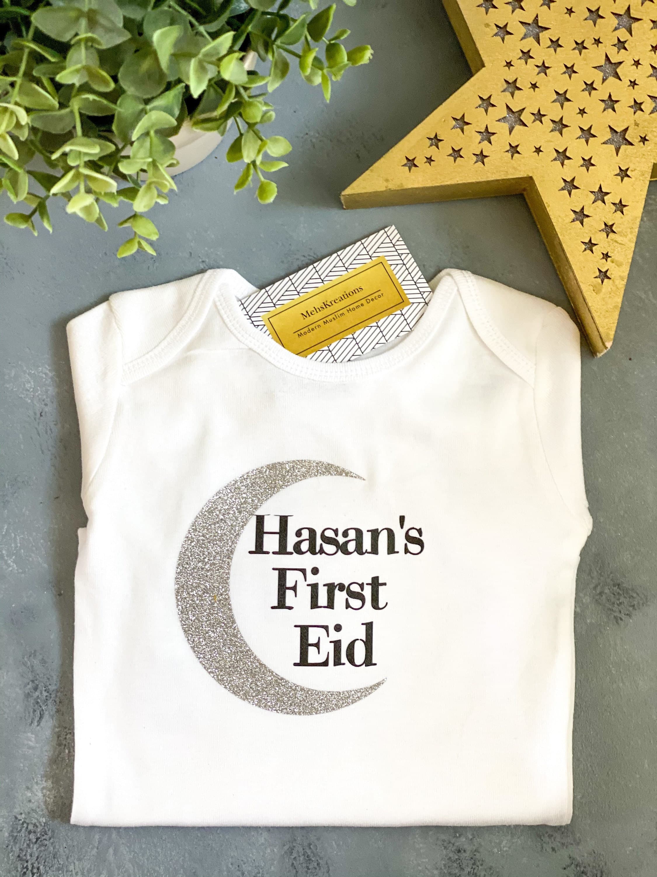 My first Eid , eid gift, Muslim baby eid bodysuit onesie