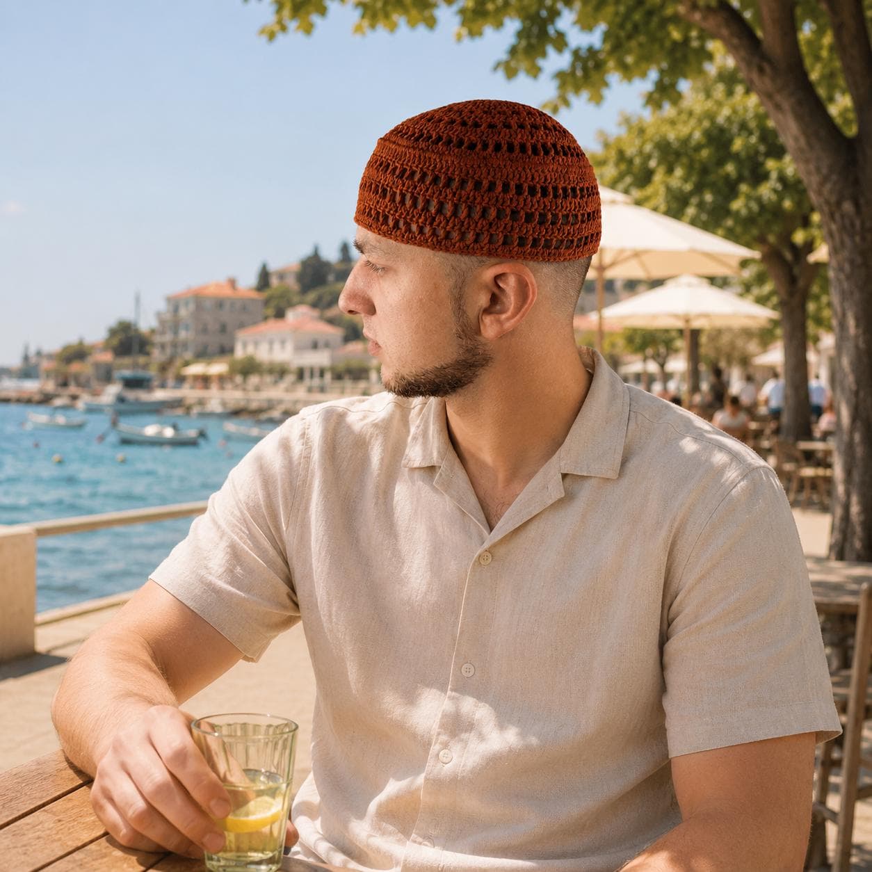 Breathable сrochet kufi hat | Handmade Muslim skullcap for summer | Eid, Ramadan religious gifts for mens - image 5