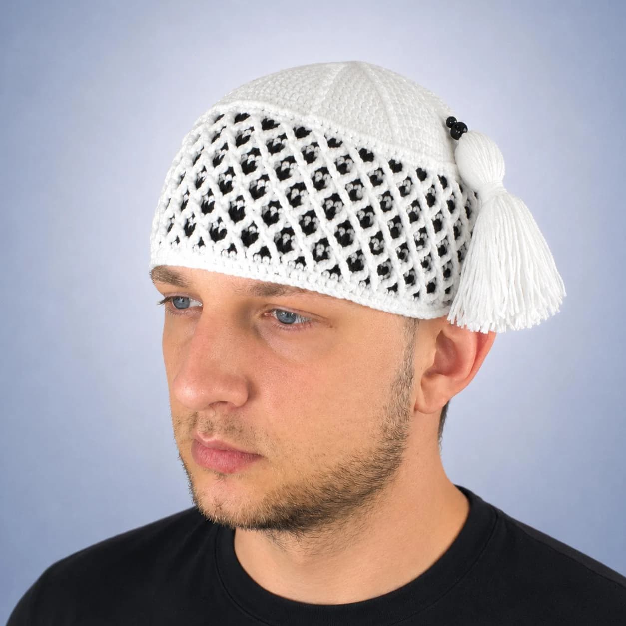 Crochet Kufi Hat with Tassel: Islamic Prayer Beanie. Muslim men, Eid, Ramadan gift