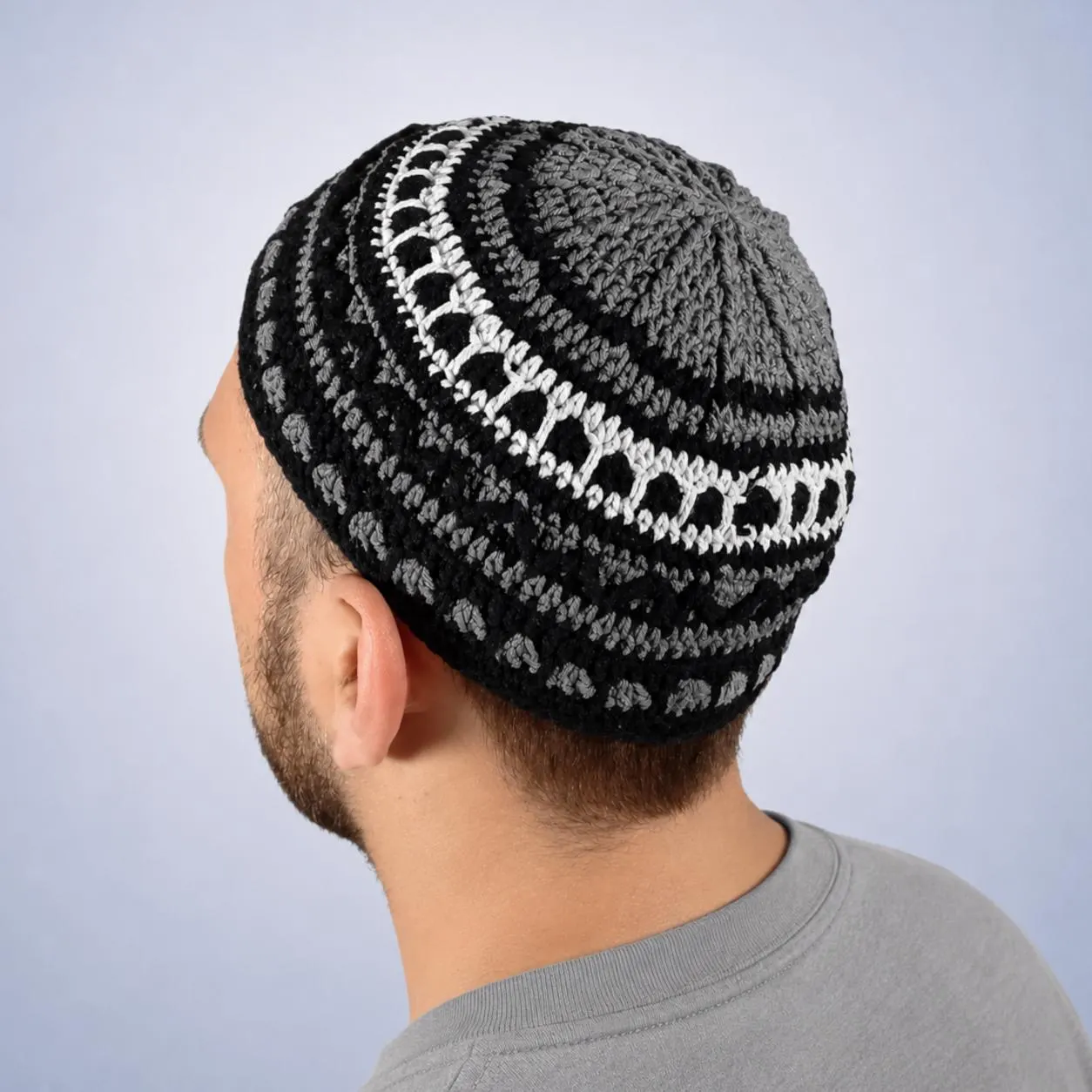 Handmade Bukharian kippah 3D textured | Extra large yarmulke | Comfortable crochet kippot | Rosh Hashanah gift men