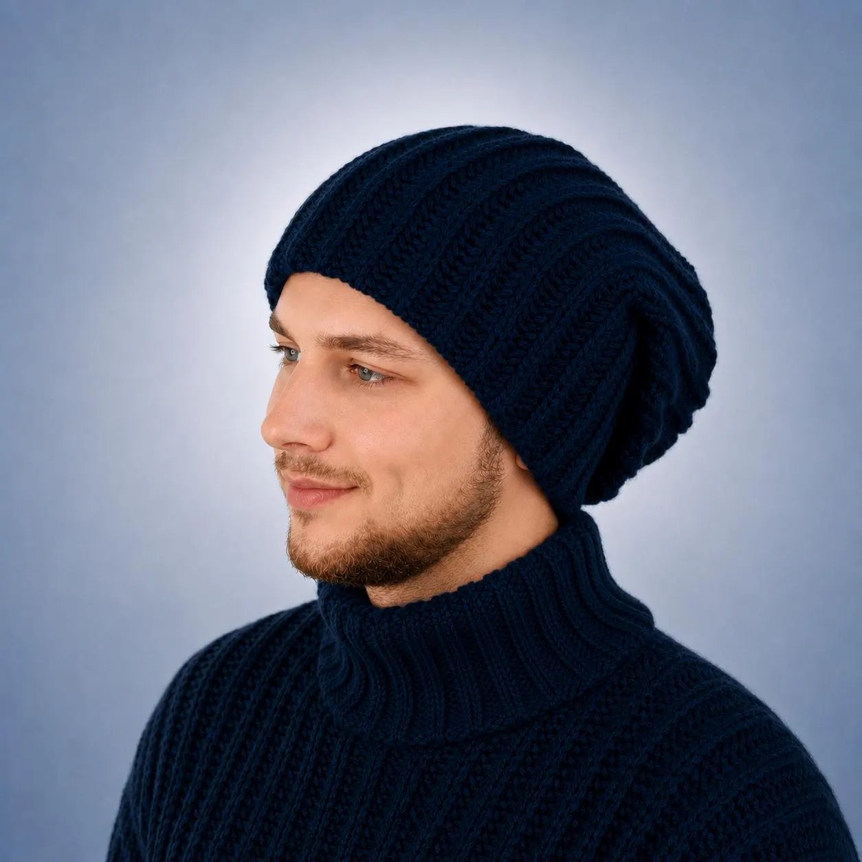 Slouchy alpaca beanie men | Chunky knit oversized winter hat wool | Extra warm slouch cap | Handmade outdoor gift for him