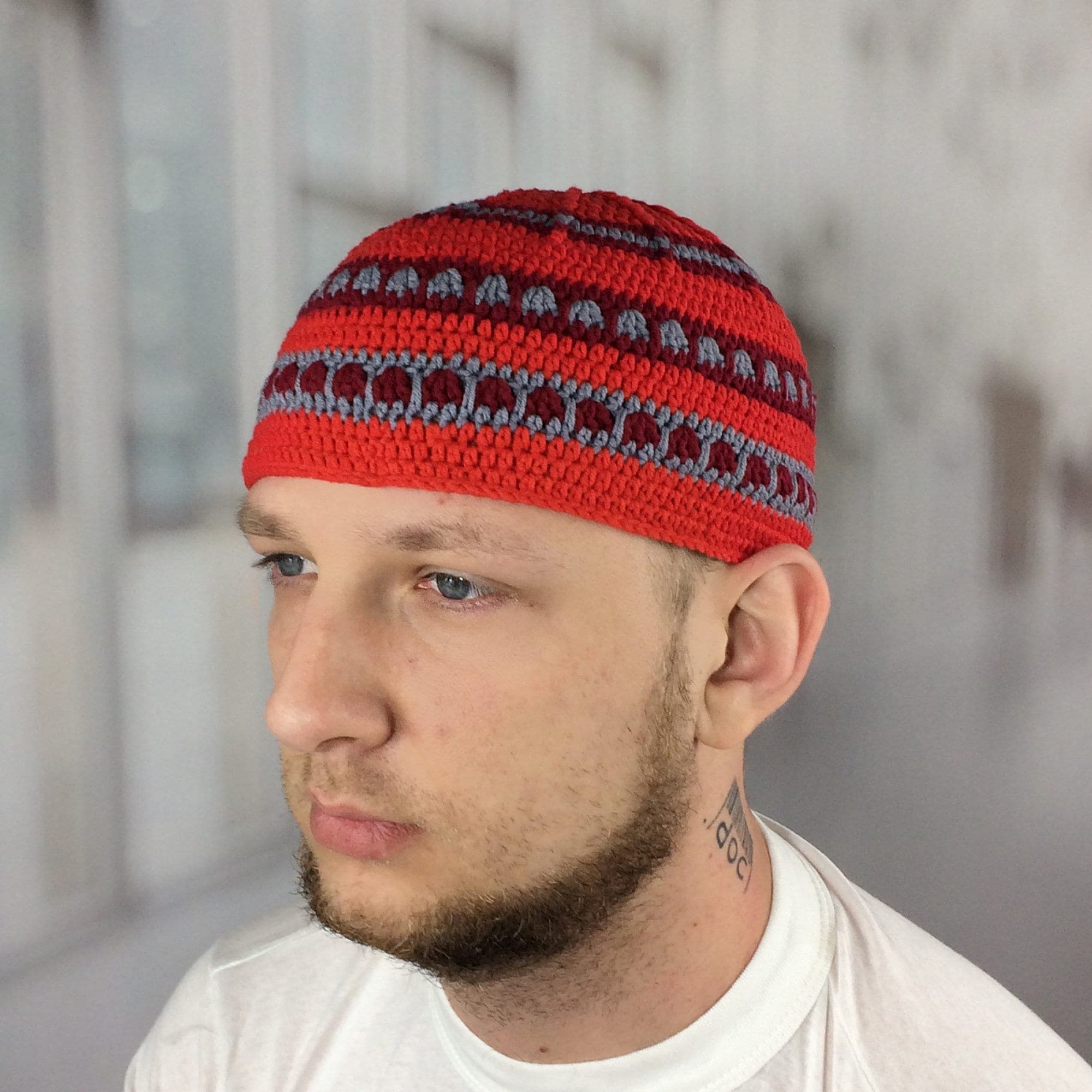 Crochet mens beanie Skullcap above ear Jazz kufi hat Gift for musician - image 2